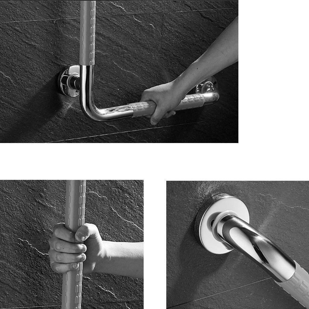 Barras de Apoyo en Forma de L para bañeras y duchas, pasamanos de baño de Acero Inoxidable Cromado Pulido, Soporte de Seguridad para Montaje en Pared, para Inodoro, para Personas m