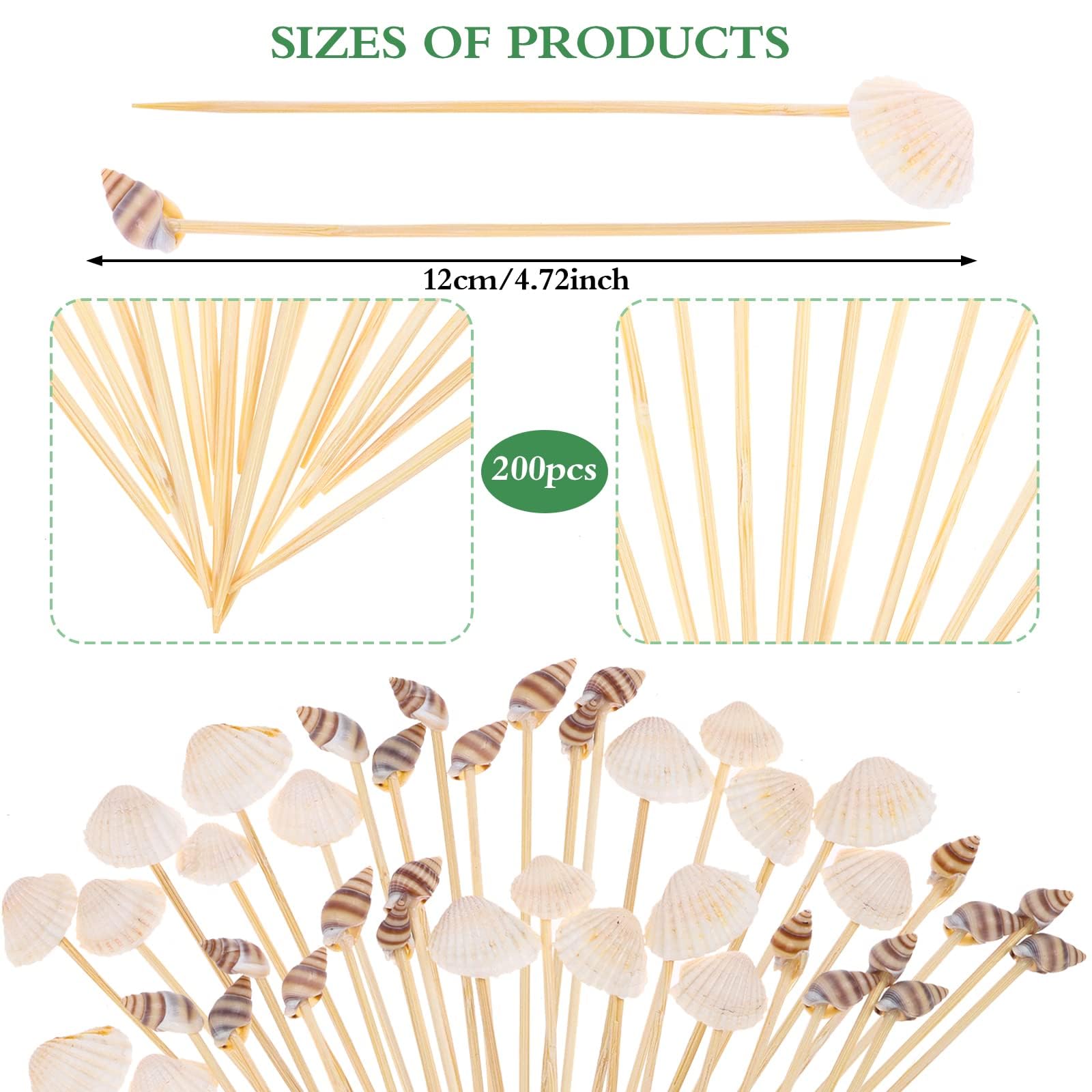 Palillos para Aperitivos 12cm,200 Piezas Palillos para Aperitivos Verano,Brochetas de Cóctel de Madera,Pinchós de Frutas pará Frutas, Postres, Ensalada, Fiesta,Palillo Cóctel Palos Coctel Madera (B)