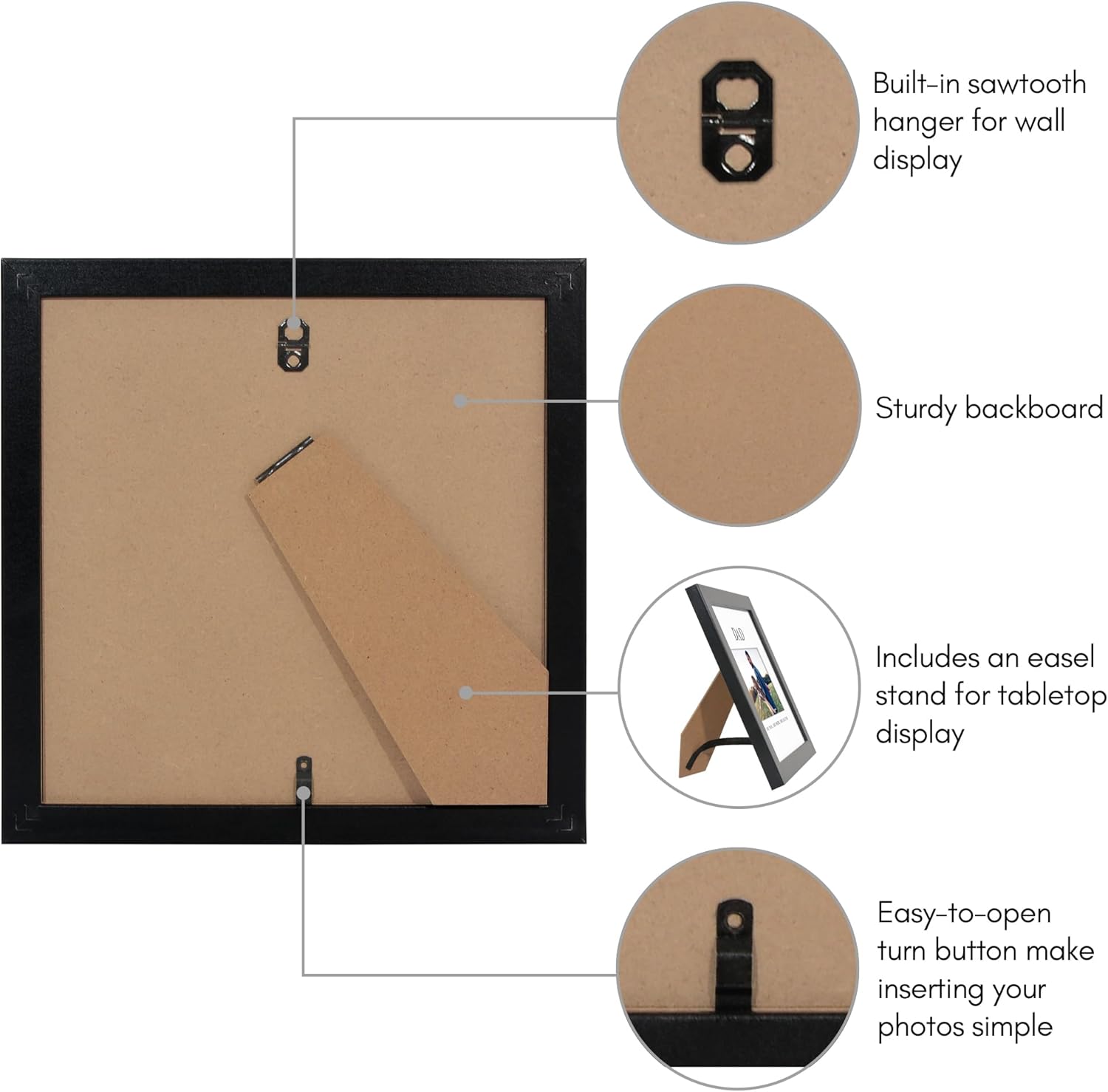 Americanflat Dad Picture Frame - Use as 4x6 Frame with 3 Interchangeable Mats or Display 8x8 Photos without Mat - Signature Collection - Gifts for Dad - Black - Image 5