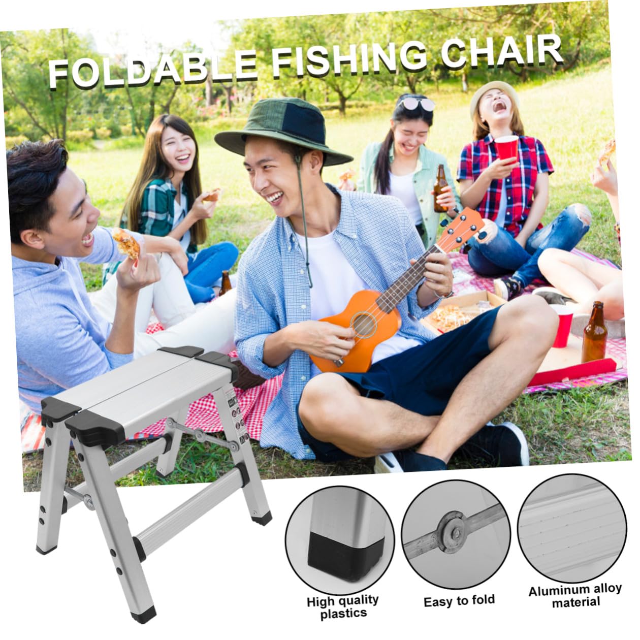Alipis Sgabello Pieghevole in Lega di Alluminio Portatile Sedia da Pesca e Trekking Leggera Design Salvaspazio Sgabello Multiuso Stabile per Campeggio e Uso Domestico
