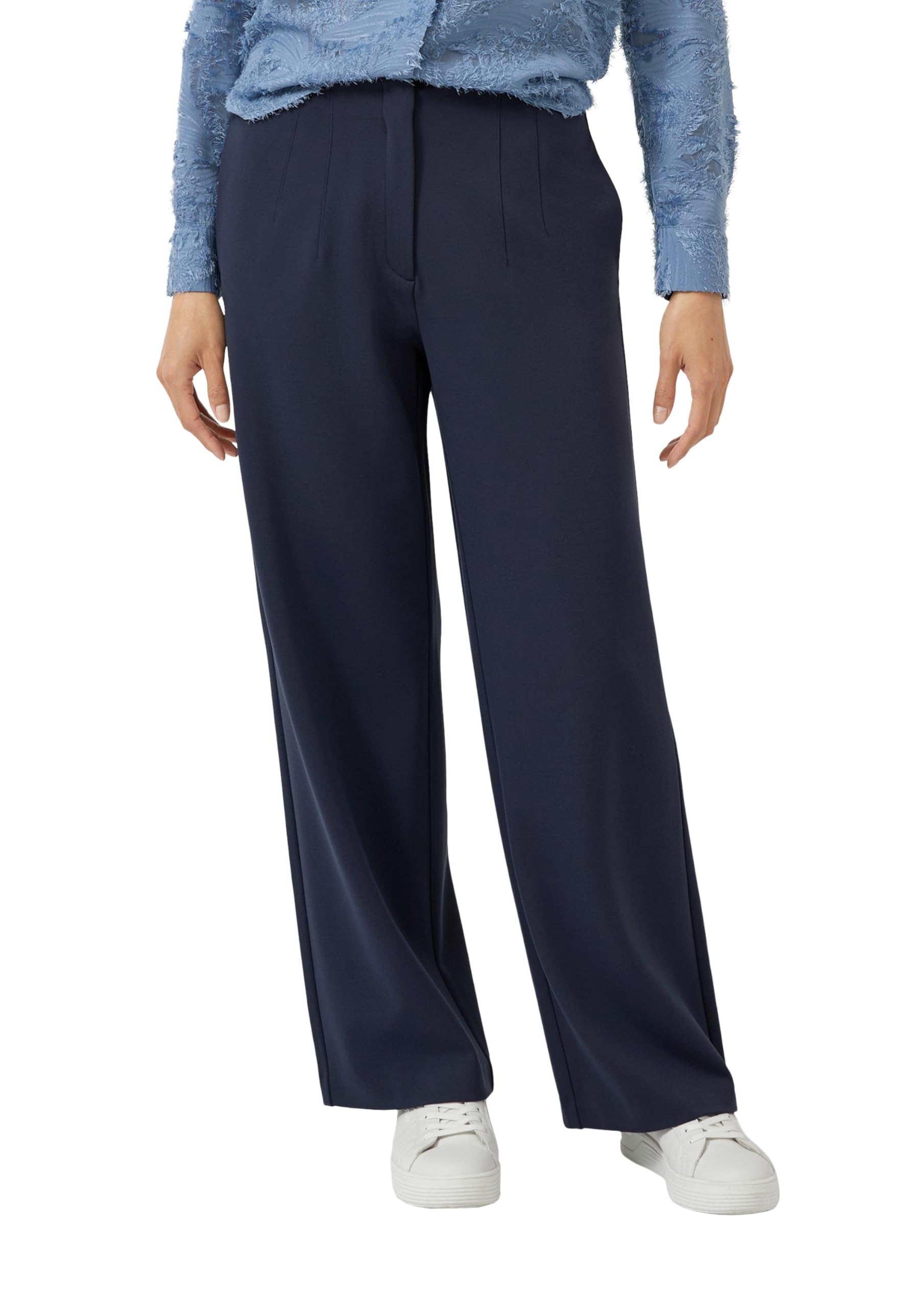 s.Oliver Damen Hose lang, Wide Leg Elastische Stoffhose mit High Rise und Weitem Bein