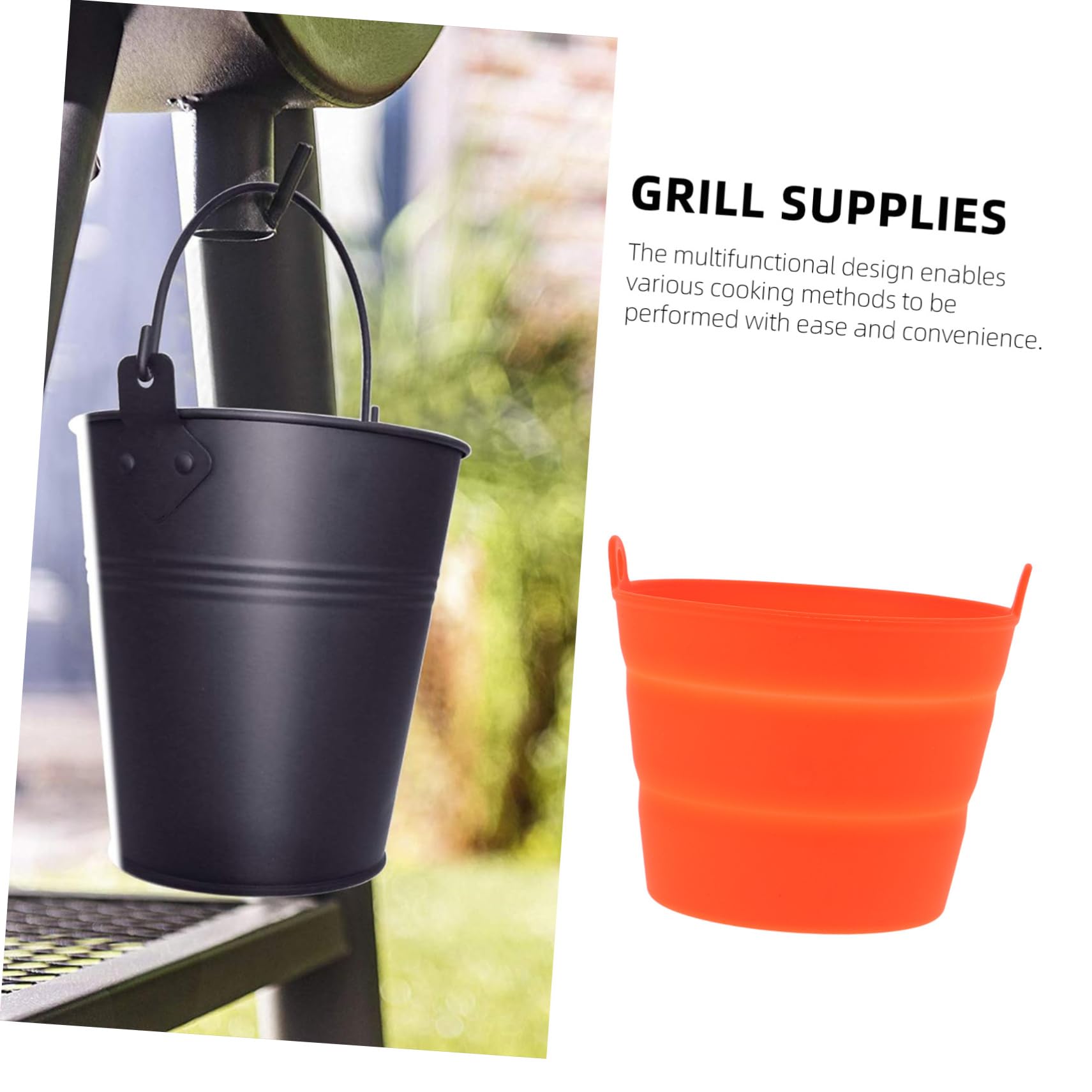 HANABASS Grill Oil Bucket Liner Silicone Folding Bucket Leak-Proof Liner Easy to Clean BBQ Supplies