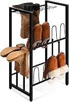 GADFISH Vertical Boot Rack Free Standing Shoe Organizer - Metal Tall Boots Storage for 8 Pairs, Closet Entryway Black