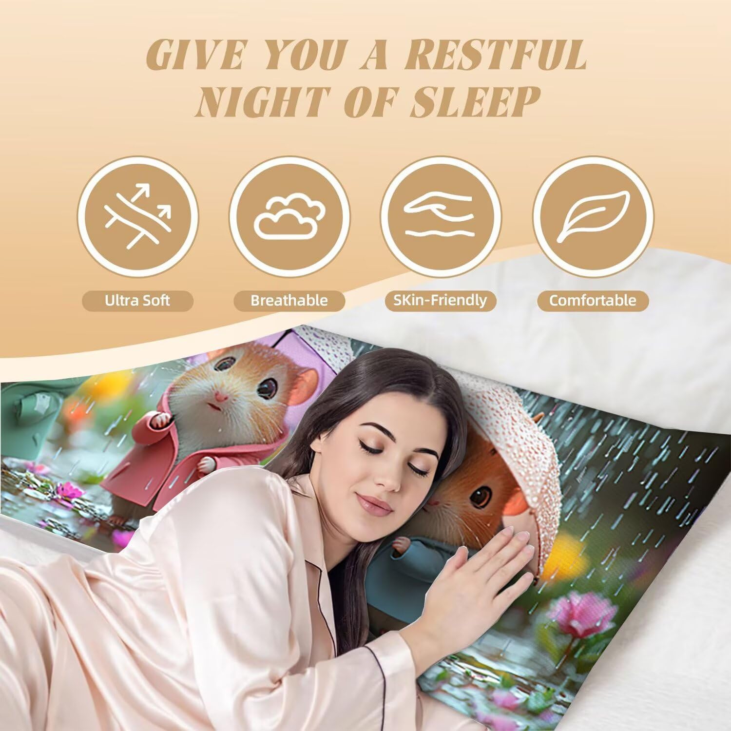 Oreiller de Corps pour Adultes 1 Paquet 120 x 50cm Velours Oreiller Coussin de Grossesse Dormir Oreiller Dormeur Latéral Long Coussin Long sur Le côté, D'intérieur Traversin (Souris Mignonnes) v-379