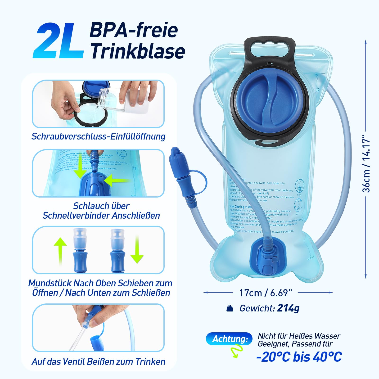 AGPTEK Laufweste für Damen & Herren, Verstellbare Brustgurte Laufrucksack, Leicht Trinkweste mit 2L Trinkflasche, Laufweste reflektierend für Jogging, Trailrunning, Fahrrad, Marathon, Schwarz (M)