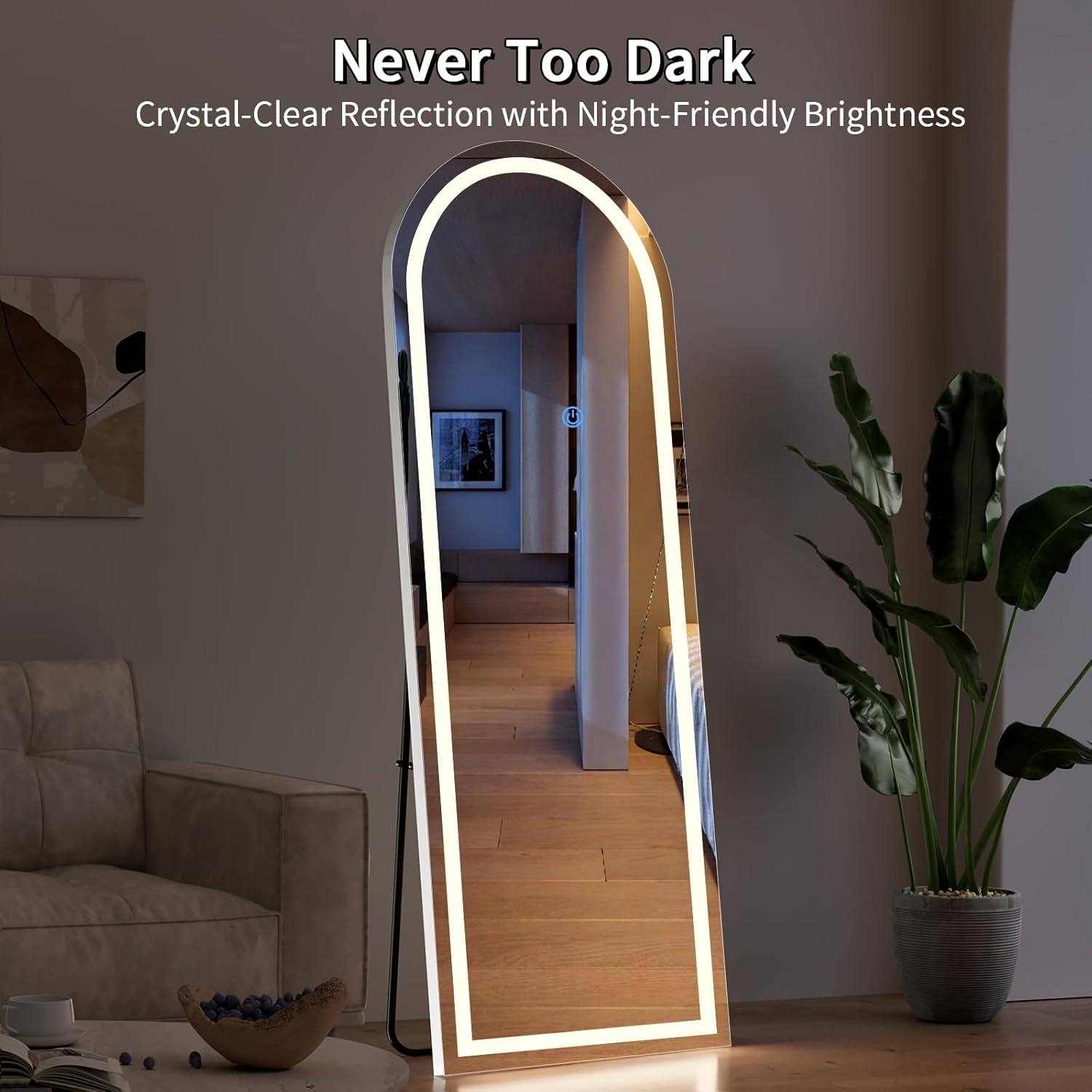 Koonmi Full Length Mirror Door Hanging with LED Lights 48x16 Koonmi Full Length Mirror Door Hanging with LED Lights 48x16