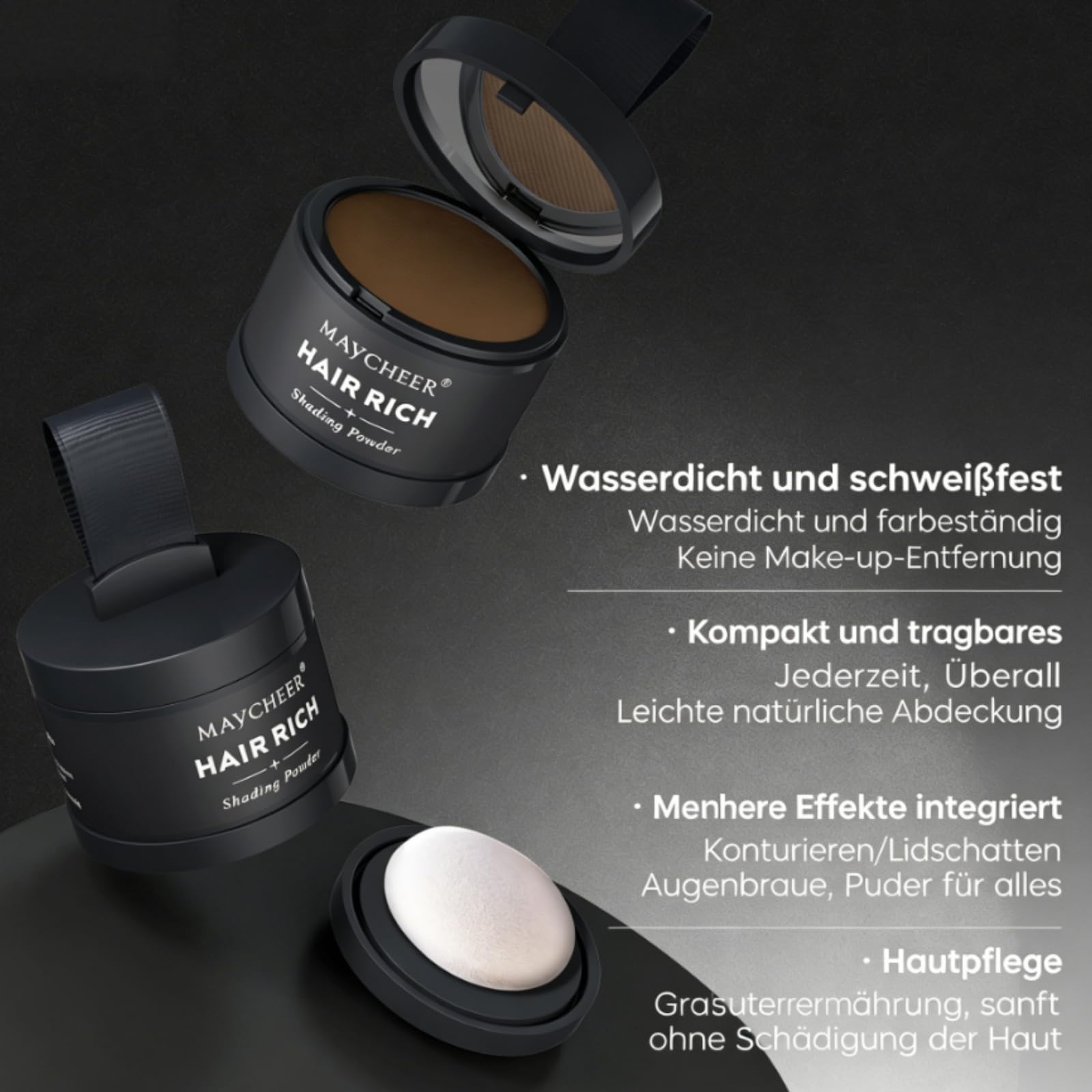 Watch Me Out Haarkaschierer,Haaransatz Concealer Puder,Wasserdicht Schweißfest Haarverdichtungspuder,Natürliches Haar Make-up zum Kaschieren von lichten Haaren,Schont Das Haar
