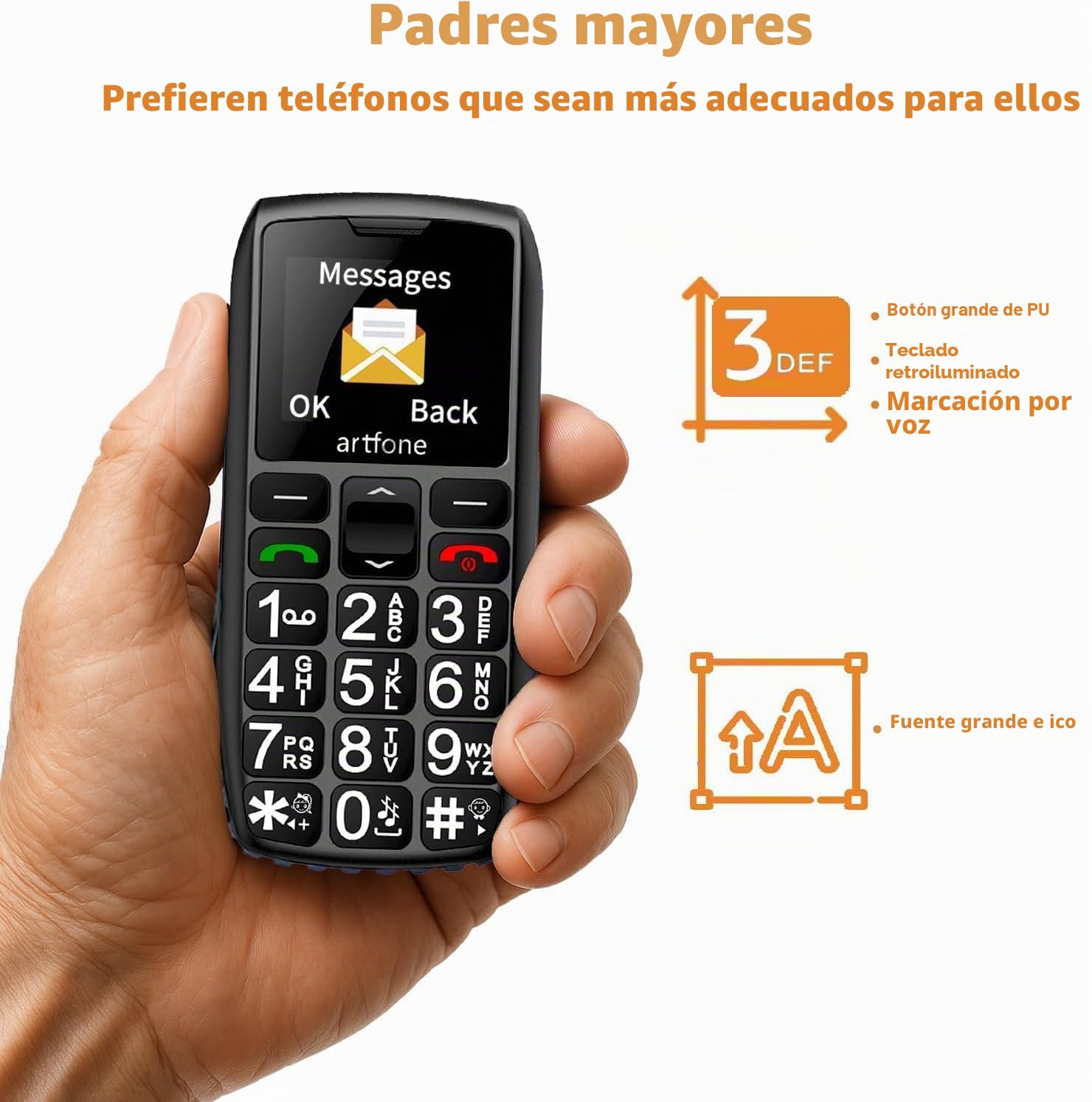 artfone C1+4G Pro Negro- Volte Teléfono Móvil para Personas Mayores丨Senior Moviles de Teclas Grandes y Volumen Alto丨Contactos con Imágenes丨Botón SOS丨Base de Carga丨Bateria 1800mAH丨FM丨Bloqueo de Teclas