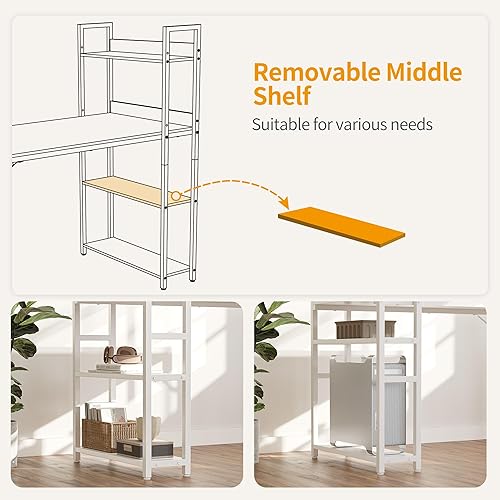 Miniatura 7 de CubiCubi Escritorio para computadora de 47 pulgadas con estantes de almacenamiento, mesa de estudio para oficina en casa, estilo simple moderno,