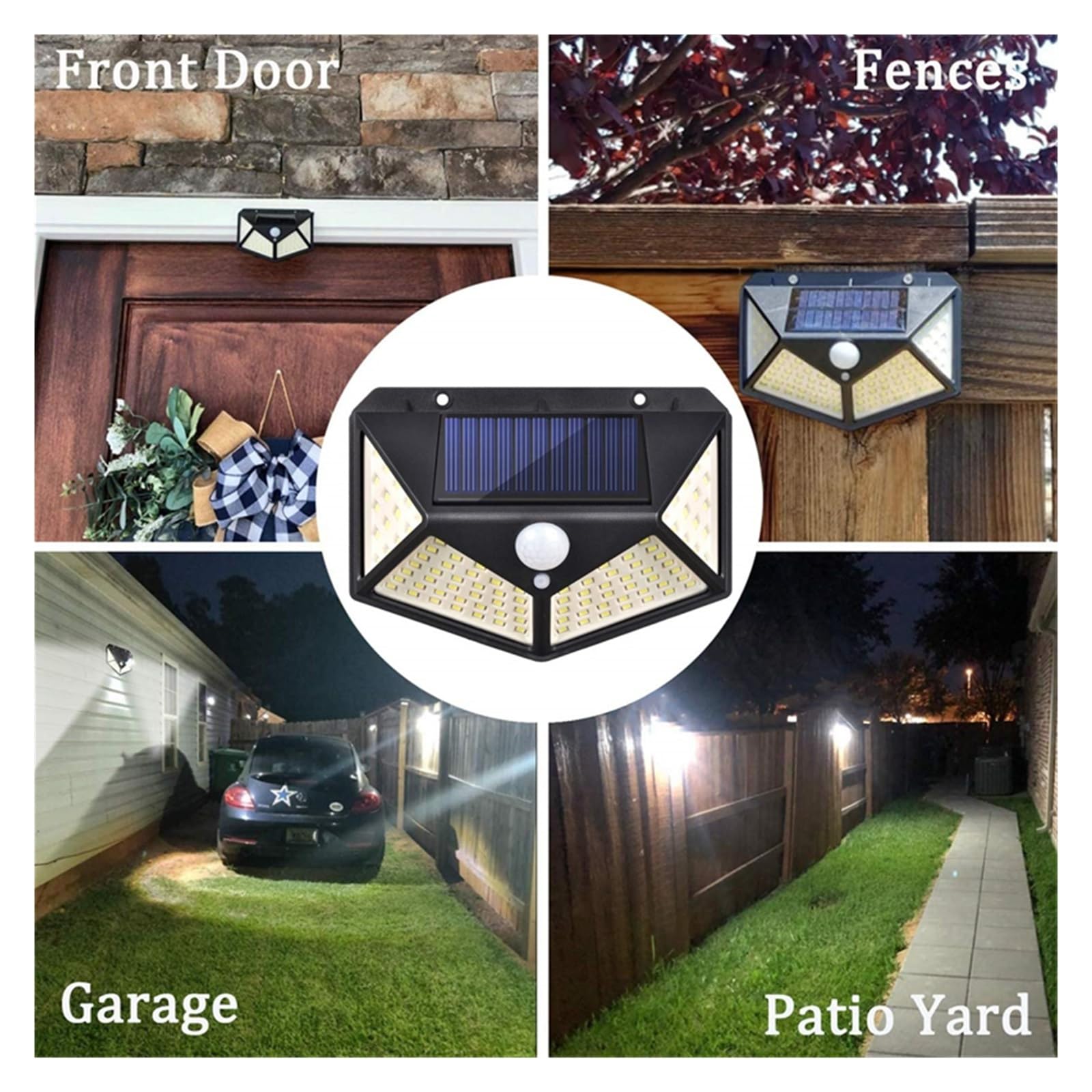Luces solares al aire libre 100 LED Sensor solar Luz de movimiento 3 modos Lámpara inalámbrica solar al aire libre IP65 Luces de pared impermeables(6PCS)