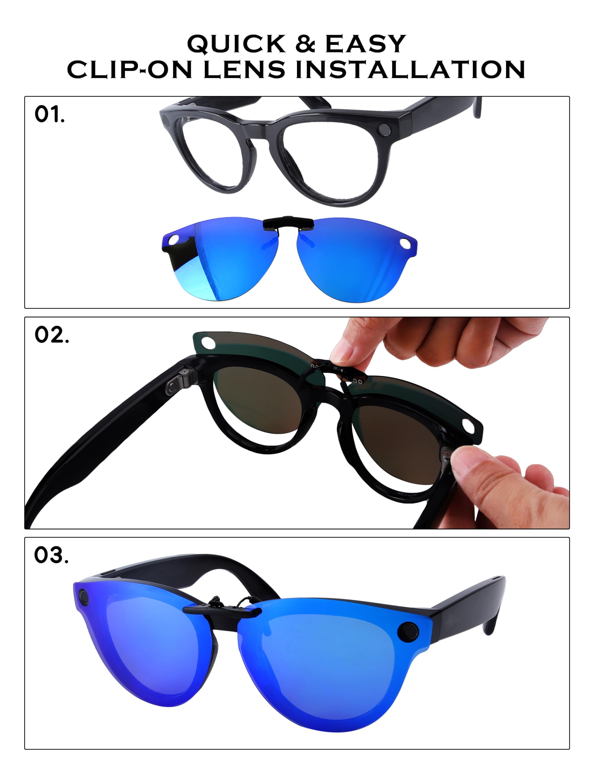 Polarisierte Clip-On-Gläser für Ray-Ban Meta Wayfarer RW4006 & RW4012 (50–22) Smart-Brillen – mehrere Farben erhältlich