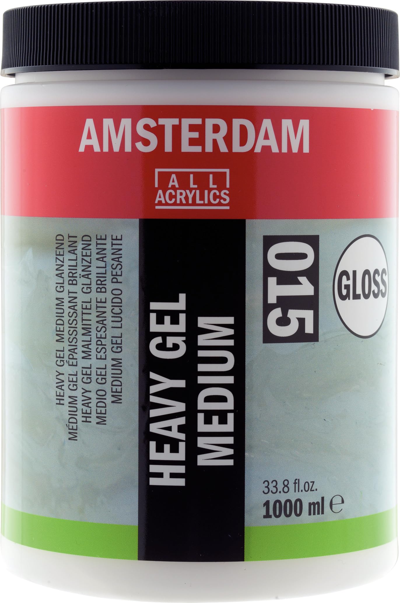 Amsterdam Mediums - Heavy Gel Medium Gloss - 1000 ml Jar - Adds Volume & Dimension - Thicker Acrylic Paint - Mixed Media Techniques - Dries Colorless & Transparent - Waterproof