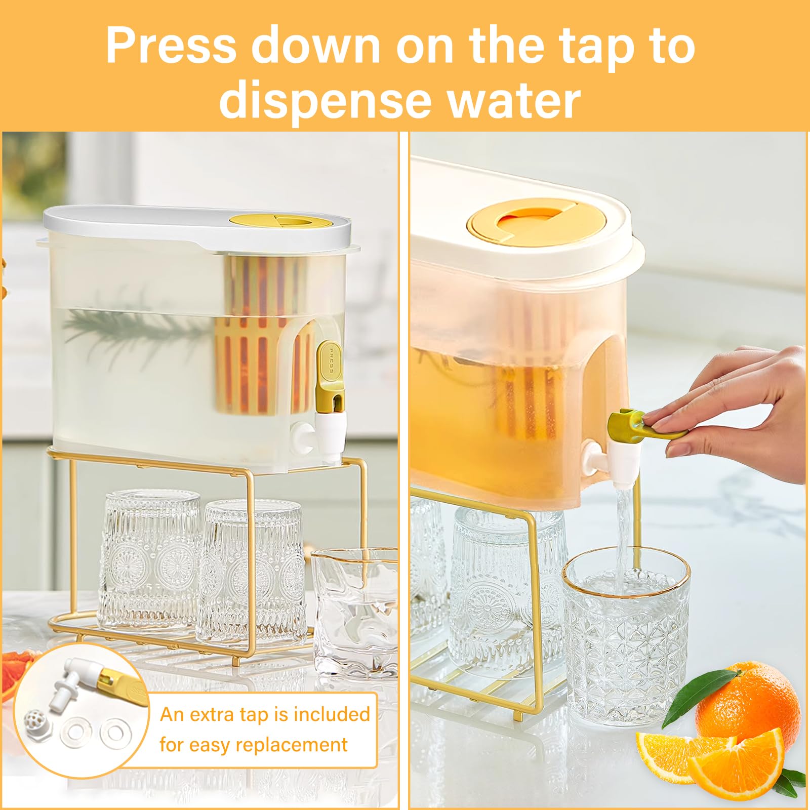 Distributeur Boisson 3.5L Avec Robinet - Fontaine à Boisson Frigo En Plastique Alimentaire Pour Thé Glacé, Jus Et Boissons Fraîches