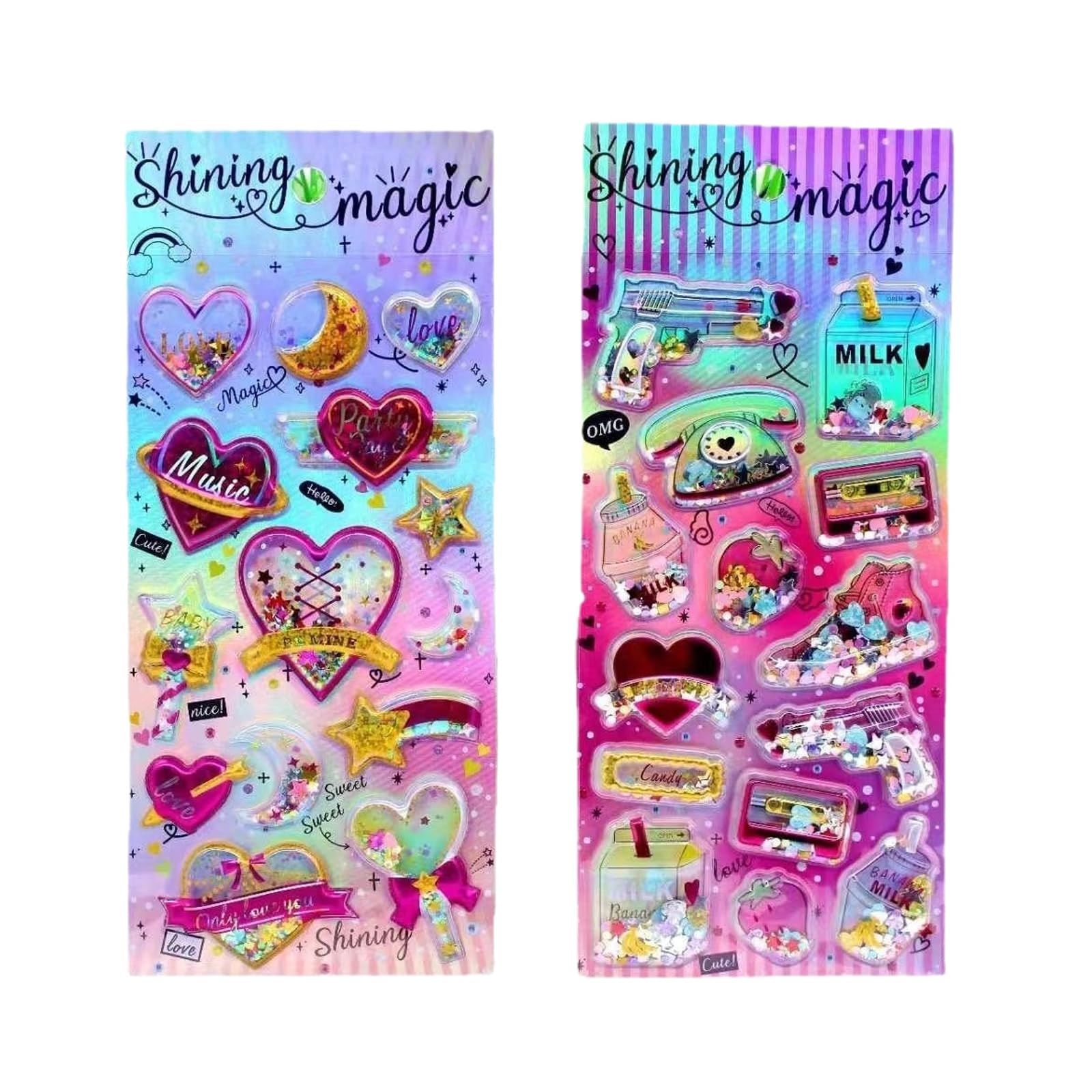 Bling Gold Foil PVC Sticker Kids Reward Sticker Notebook Planner Journal Memo Scrapbooking Decoration Safe Glue
