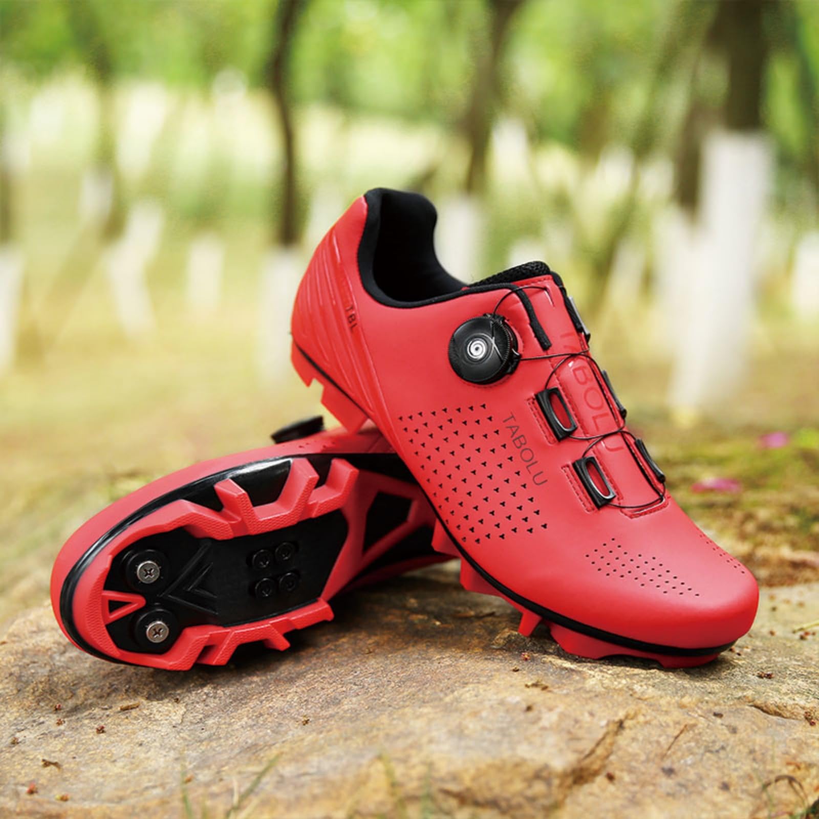 JiuQing Męskie buty do roweru górskiego z korkami SPD, 2 śruby, buty rowerowe MTB