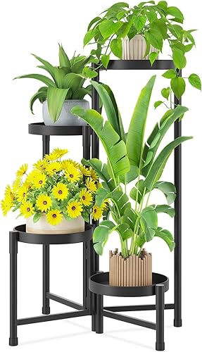 Miniatura 32 de iDavosic.ly Soporte para plantas de 10 niveles para interiores y exteriores de fácil armado, estantería plegable alta de metal para exhibición de 5