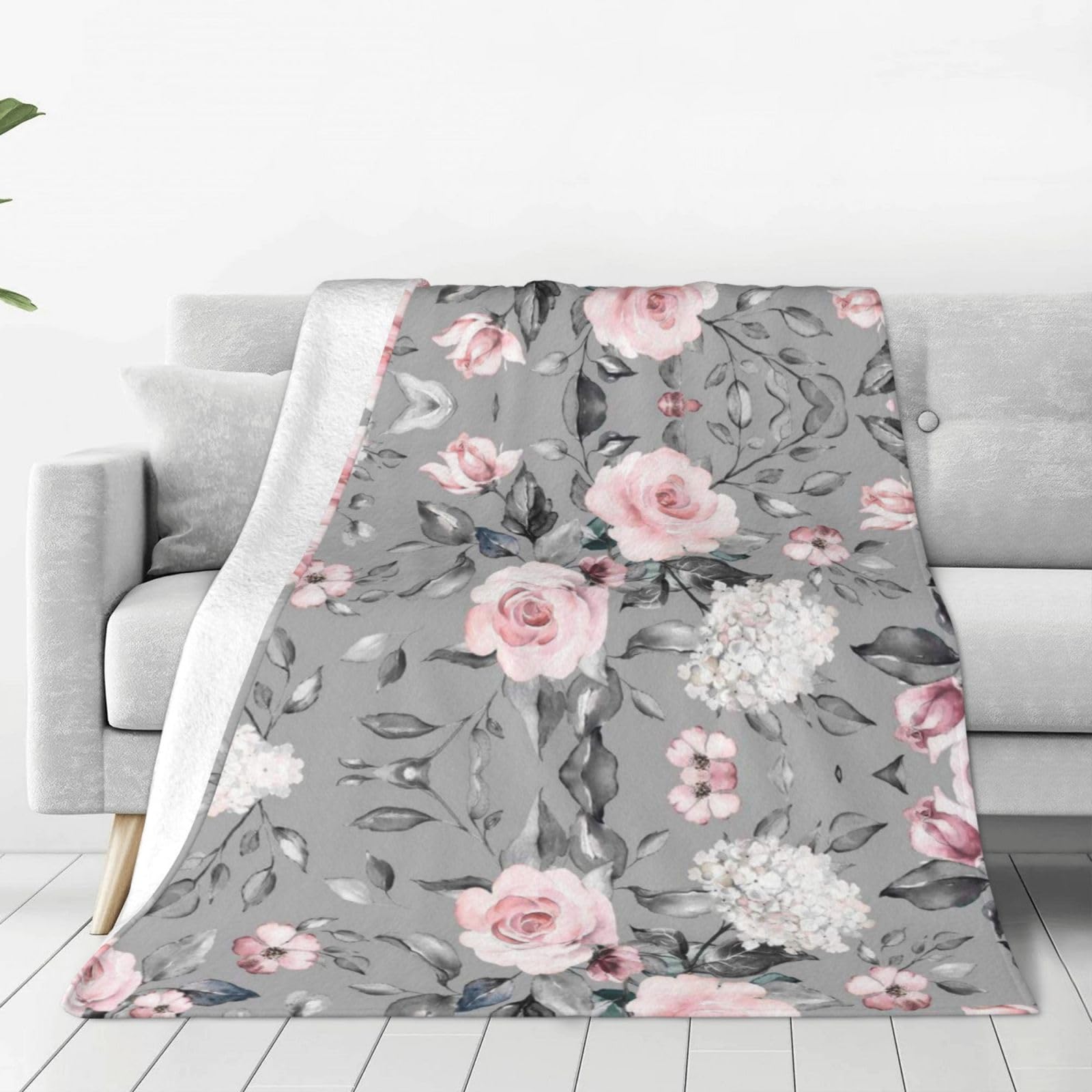 Couverture polaire rose et flanelle douce 152x127 cm pour lit et canapé