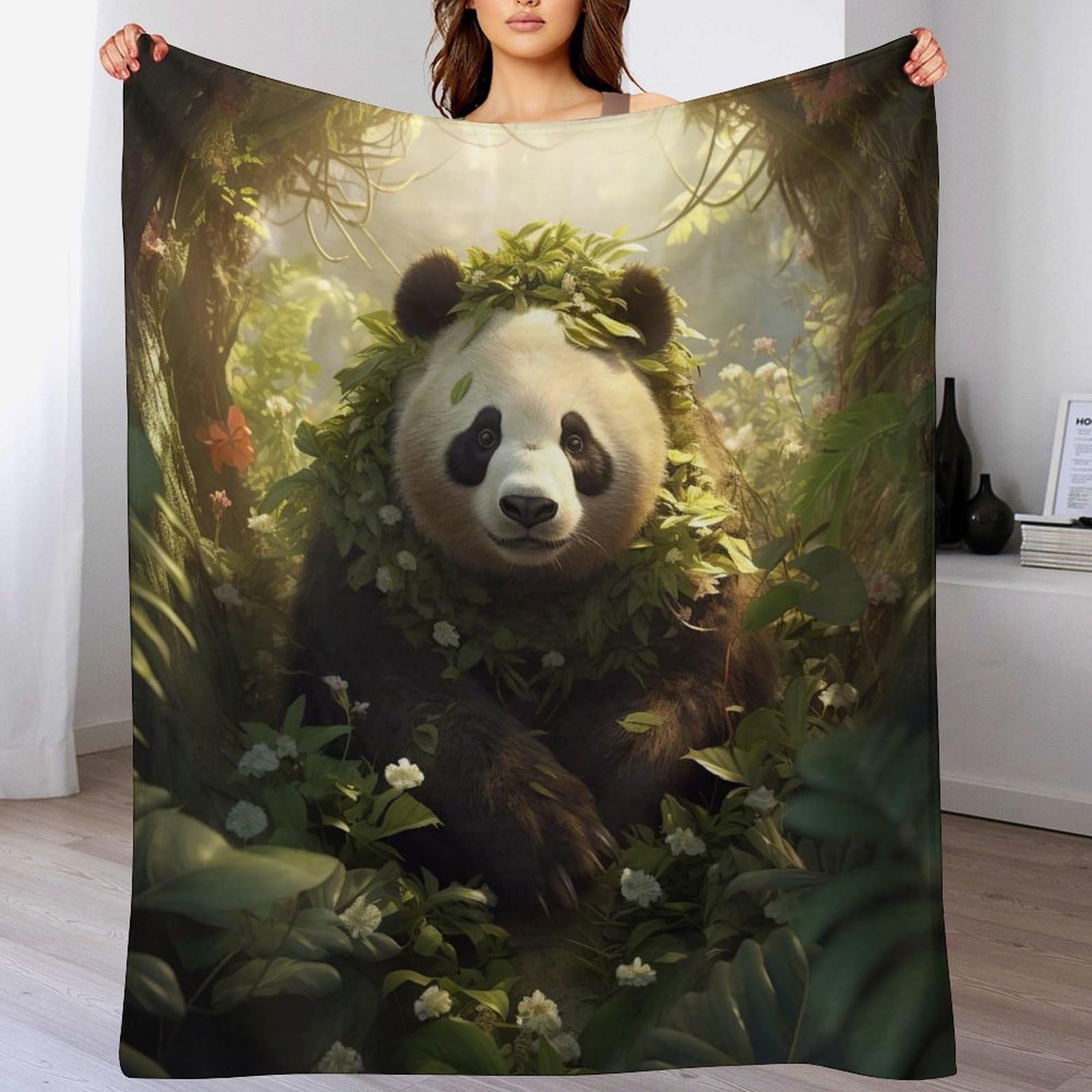 Manta de franela de panda para tardes de sofá y descanso en cama