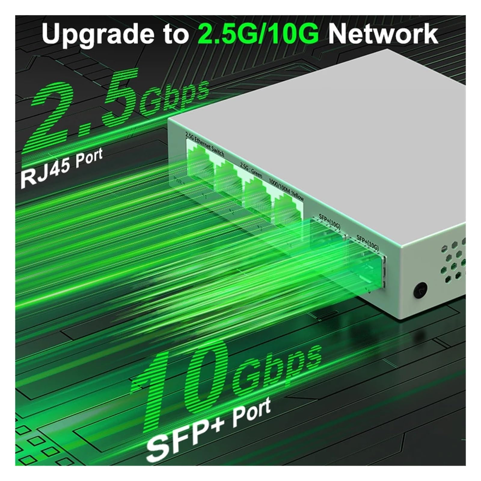 Switch 2.5Gb Switch Ethernet RJ45 a 4 Porte 2.5G con 2 Porte 10G SF.p+ Switch di Rete Desktop Non gestito Senza Ventola