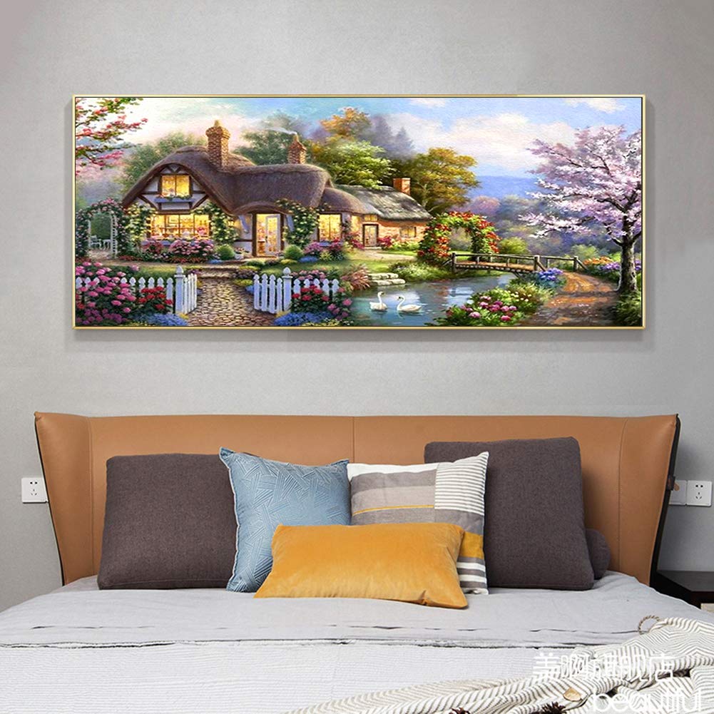 Diamond Painting DCIDBEI 110x50cm - Paysage Campagne Européenne, Kit Complet 5D - Loisir Créatif Adulte