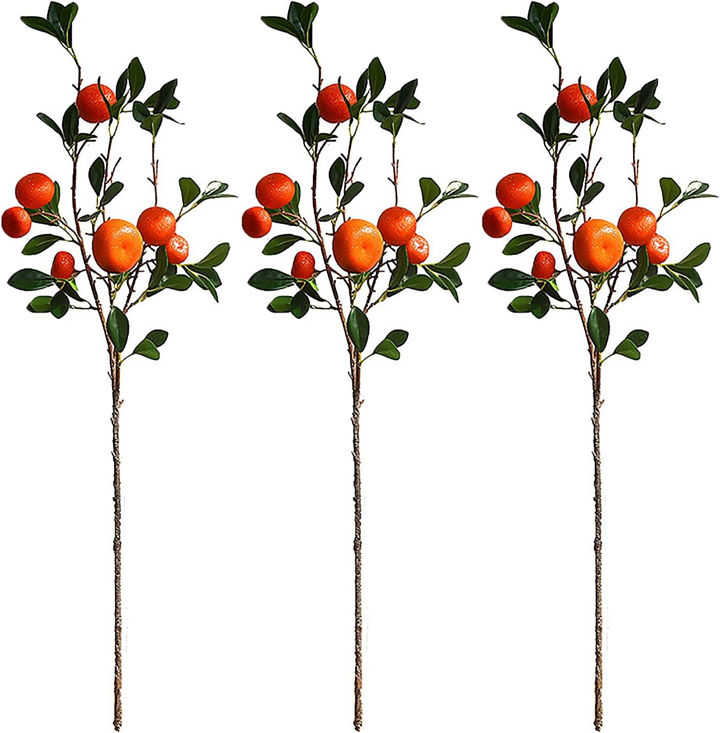VEUSBJ 3 Pack Artificial Orange Branch,34In Fake Flowers