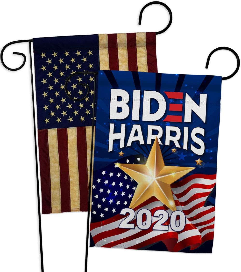2020 Biden Harris Burlap Garden Flags Pack Patriotic President Democrat Republican Tea Party United State American Election USA Vintage Applique Gift Yard House Double-Sided 13 X 18.5