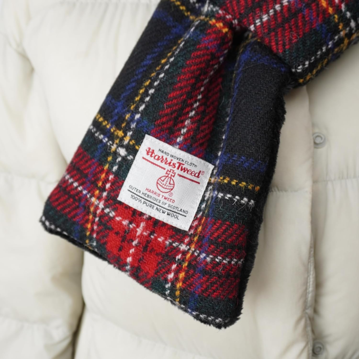 Harris Tweed Tartan Wool Neck Warmer for Women and Men, Handmade Soft Scarf with Plush Lining, Warm Winter Gift
