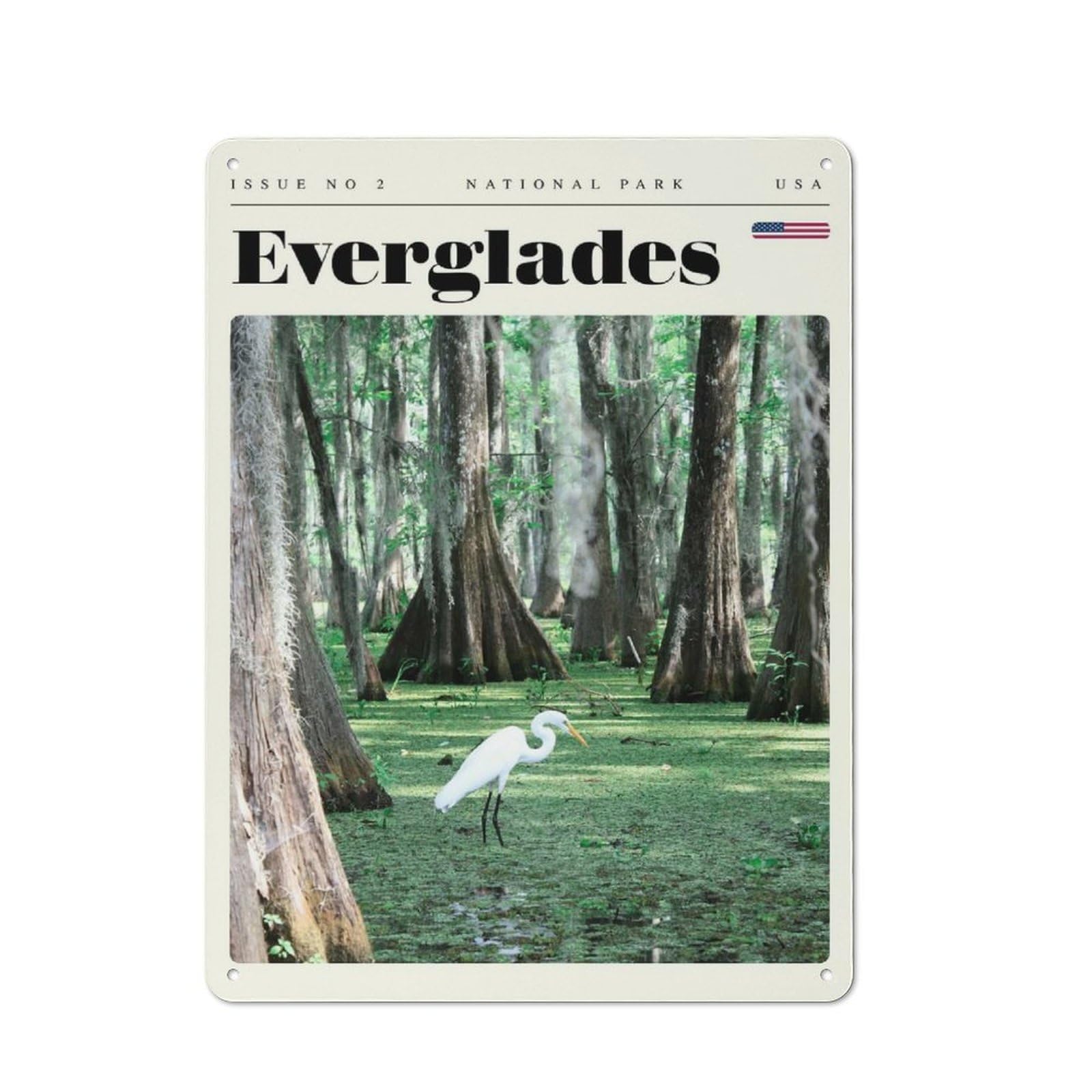Junmoney Style-17 Everglades National Park Travel Art Retro Tin Wall Plaque 40X30cm For Hobby Room Or Studio, For Garage, Workshop And Man Cave Decoration
