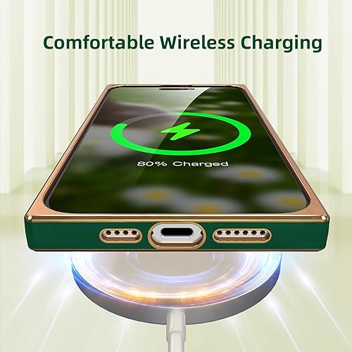 Miniatura 5 de Tzomsze - Funda para iPhone 12 Pro Max (6.7in), diseño cuadrado de lujo, funda de silicona de TPU con protección completa de las lentes de la