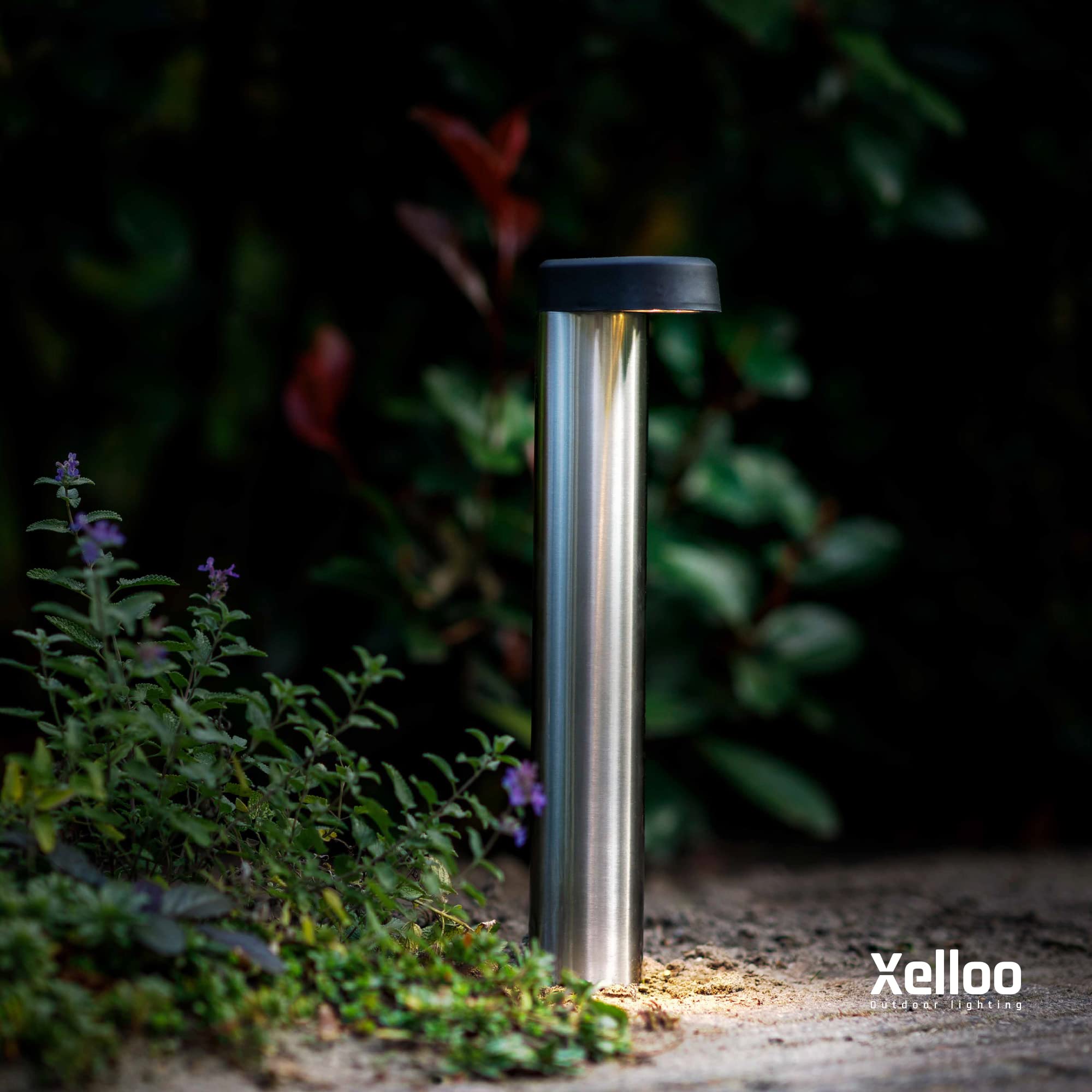 Xelloo® Zestaw oświetlenia ogrodowego VINZ, 12 Volt, 3 sztuki, aluminium/PVC, designerskie oprawy 1W LED ciepłobiałe z bolcem uziemiającym, wodoodporne (IP44) i z praktycznym złączem przesuwnym