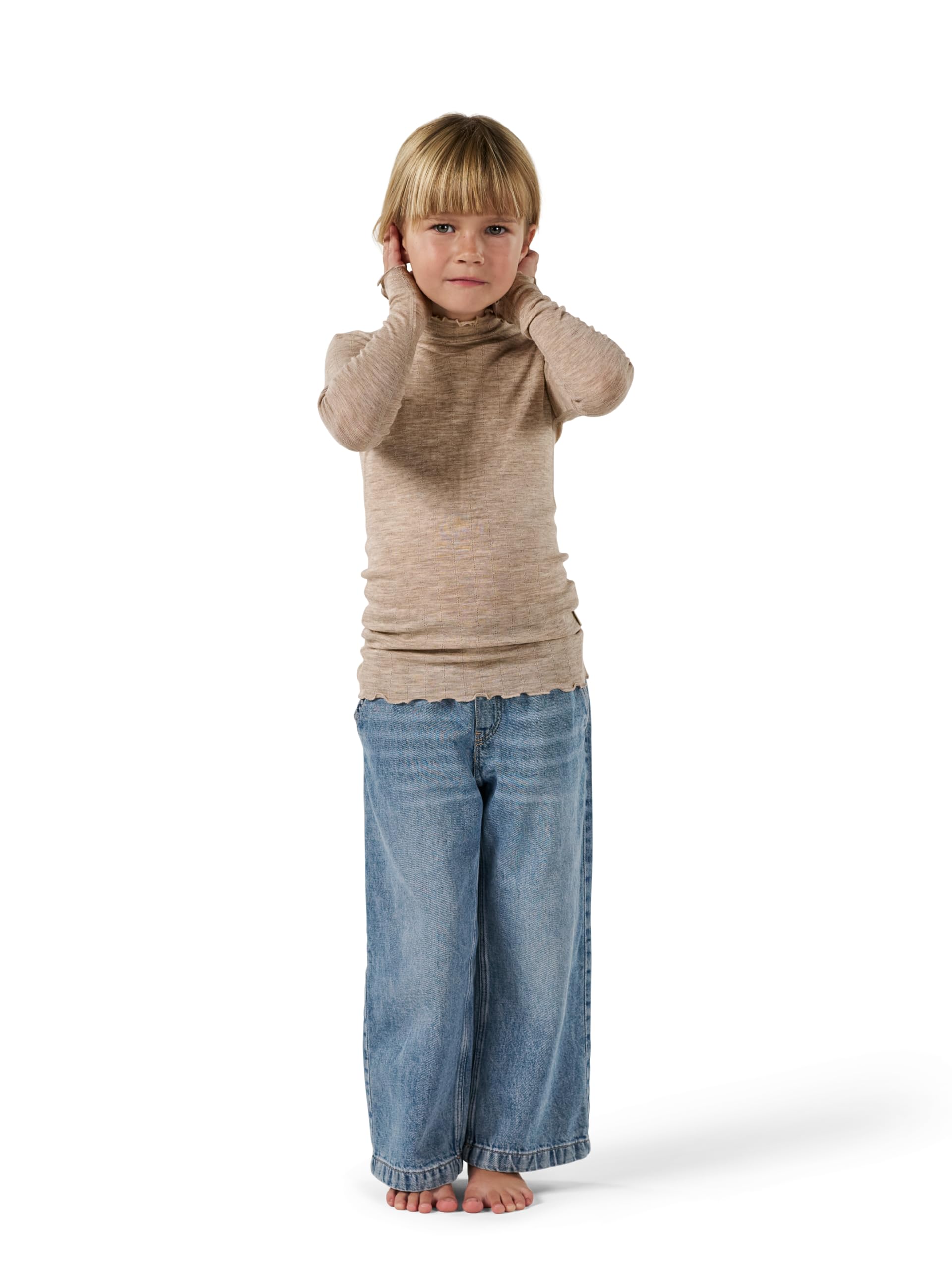 DILLING Pointelle Langarmshirt für Kinder aus Wolle und Seide