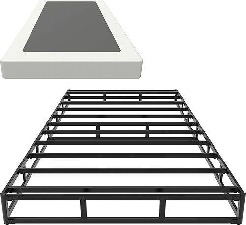 Miniatura 8 de EMODA Base de cama con somier individual XL de 5 pulgadas, base de colchón de metal resistente de 1500 libras con funda de tela, fácil montaje