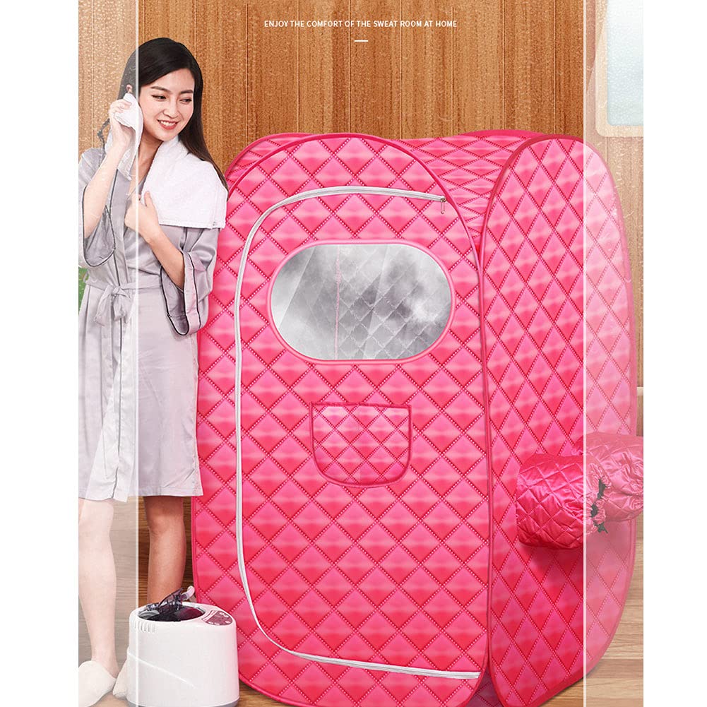 EEUK Sauna a Vapore Portatile da Casa, 2L Cabina Home Sauna, Tenda per Sauna a Vapore con Telecomando Wireless, 95 Minuto Controllo a Timer, Rosso