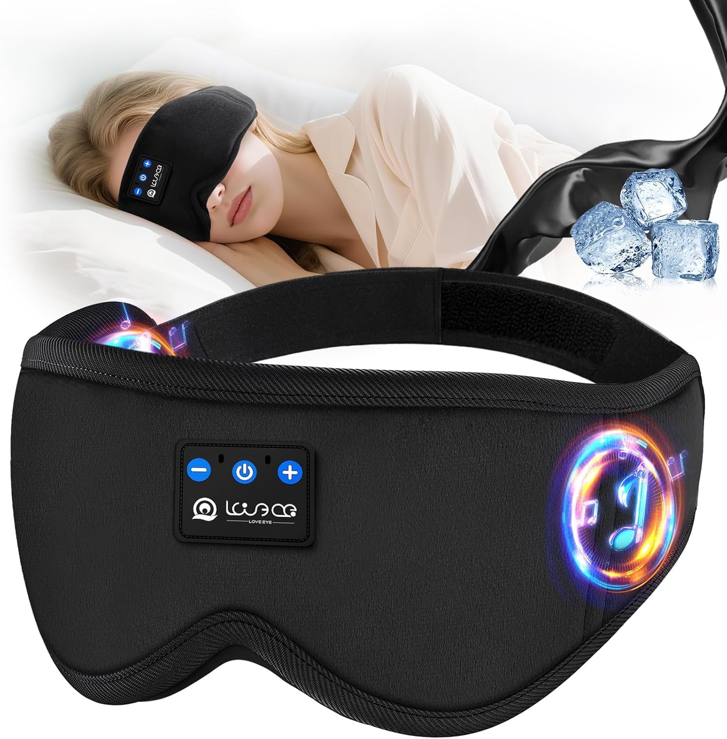 LOVE EYE Schlaf-Kopfhörer, Kopfband-Kopfhörer zum Schlafen und Sport mit dünnen Bluetooth-Lautsprechern, kabellose Musik-Kopfhörer, Tech-Geschenke für Männer, Frauen, Teenager, Yoga