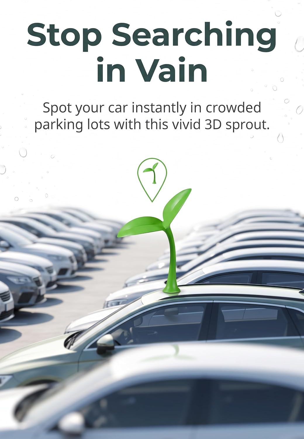 1 PC 3D Green Bean Sprout Car Topper, Waterproof Wind Swing Leaf Stickers, Cute Car Decals Plant Car Accessories Universal Roof Hood Trunk Exterior Decor Ornament image 5