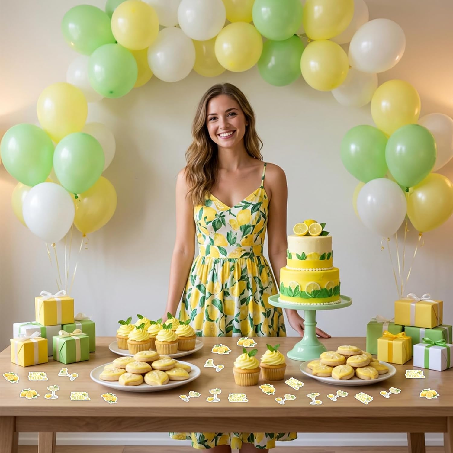 Sursurprise Lemon Martini Birthday Decorations, 200pcs Just a Drop Older Confetti, Lemon Drop Birthday Paper ScatterTable Decor for Summer Cocktail Party Supplies