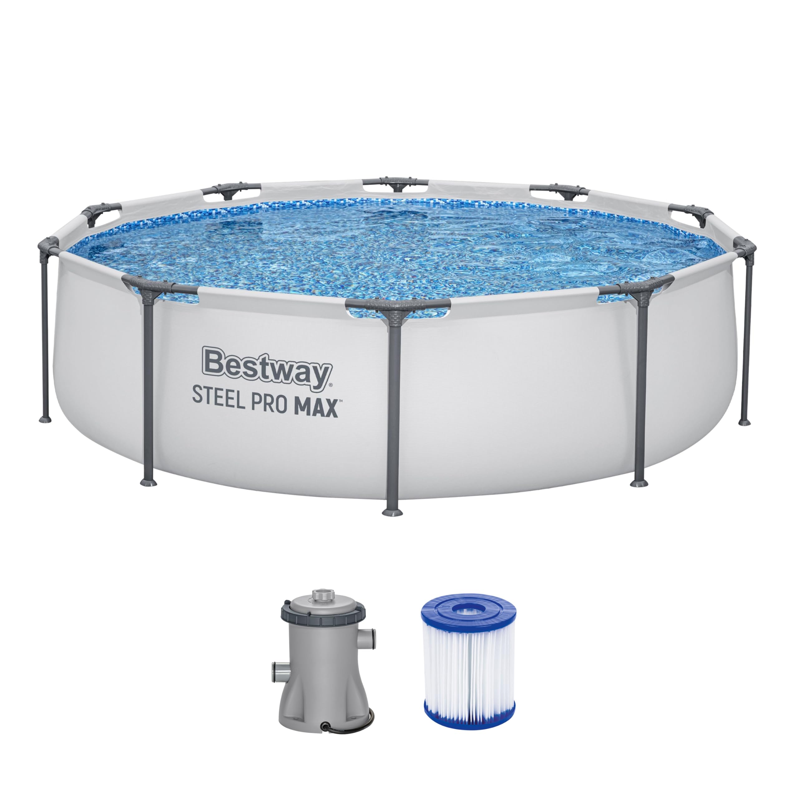 Bestway Steel Pro Max Frame Pool-Set rund 305 x 76 cm 4.678 L Filterpumpe TriTech-Material