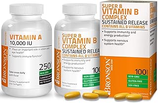 Super B Vitamin B Complex Sustained Slow Release + Vitamin A 10,000 IU Premium Non-GMO Formula