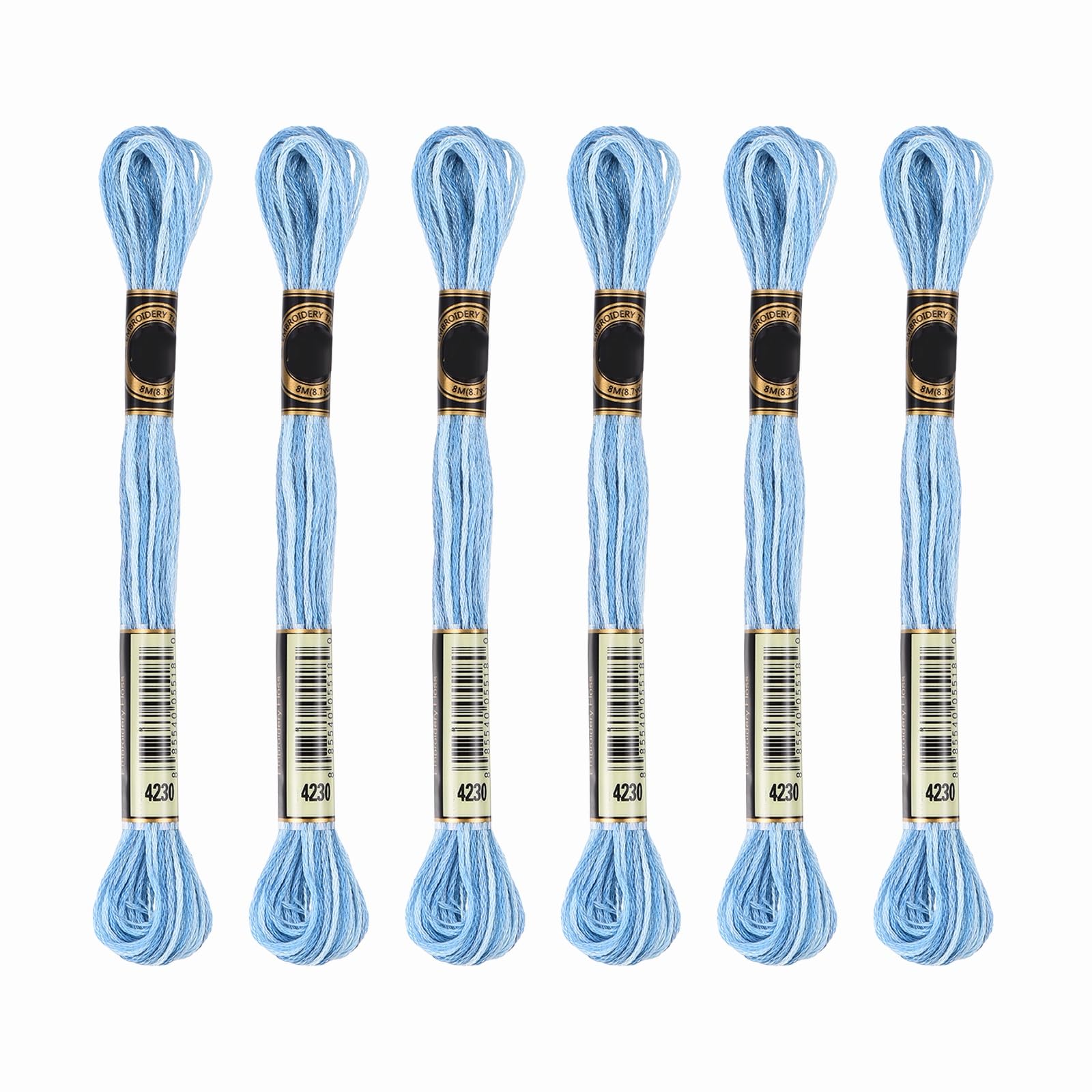 PATIKIL 6 Skeins Embroidery Floss, Gradient Colors Polyester Embroidery Threads Bracelets String for Cross-Stitch Hand Embroidery, Lake Blue