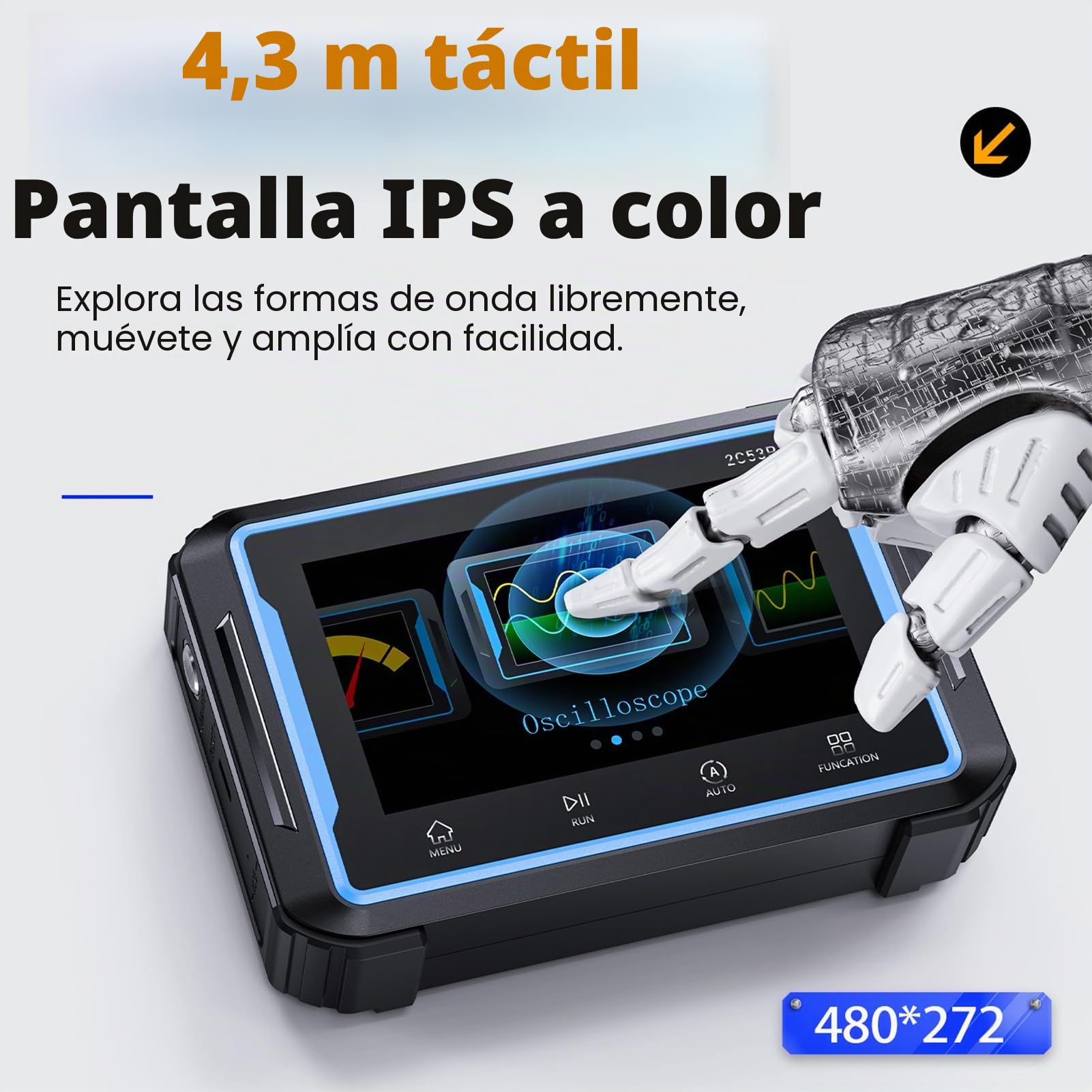 Osciloscopio,Osciloscopio Portátil De Tableta,Multímetro Generador De Señal Ancho De Banda 50Mhz,Muestreo 250 Msa/S Probador Digital De Transistor De Punción,Español Conmutable