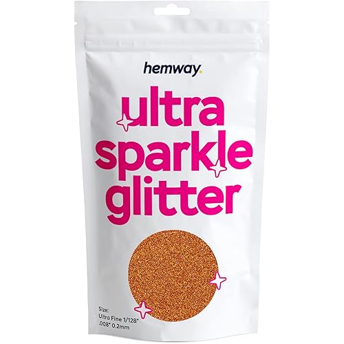 Hemway Premium Ultra Sparkle Glitter Multi Purpose Metallic Flake for Arts Crafts Nails Cosmetics Resin Festival Face Hair - Copper - Ultrafine (1/128" 0.008" 0.2mm) 100g / 3.5oz