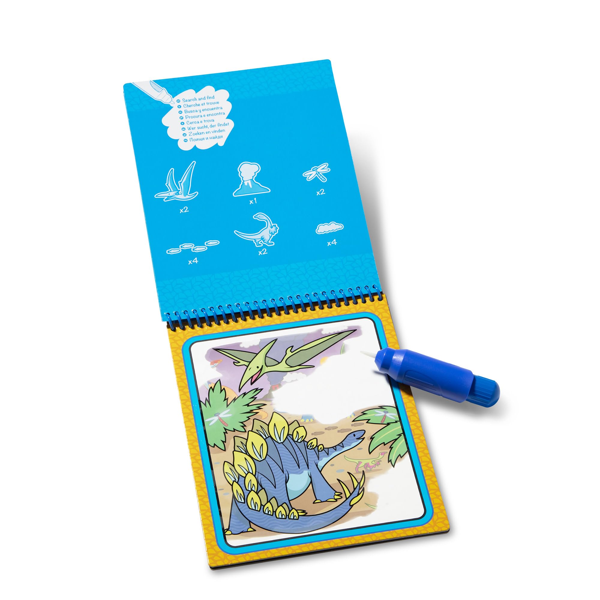 Melissa & Doug Water Wow! Libro Magico da Colorare con Pennello ad Acqua - Tema Dinosauri, Gioco Educativo da Viaggio per Bambini, 3+ Anni