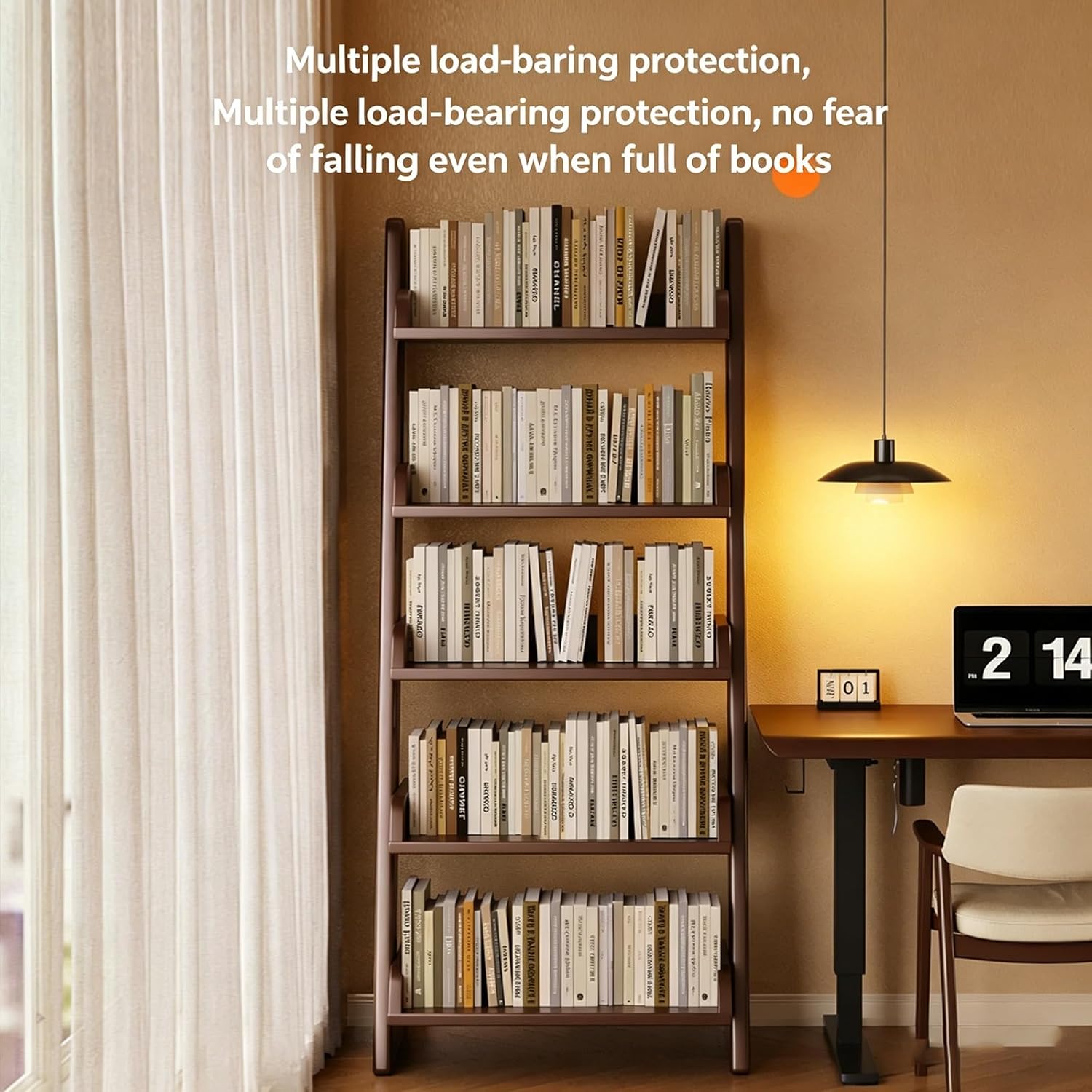 5-Tier Wooden Bookshelf: Freestanding Wooden Storage Shelf for the Living Room, Bedroom, and Home Office Wood Grain(27.6 * 15.9 * 62.6in)