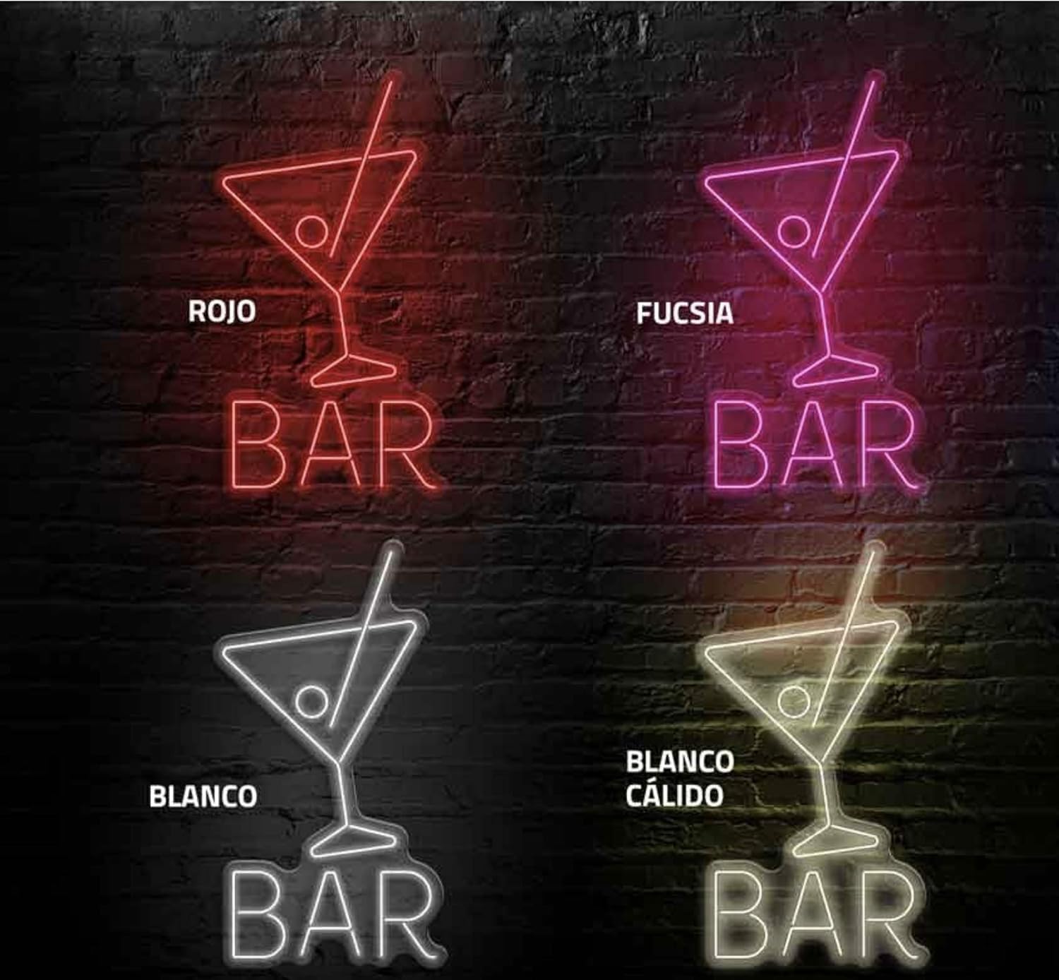 Letrero Cóctel Bar Cartel Luminoso LED, Metacrilato, 50x92cm | Escaparate, Decoración de Pared, Luz Brillante, Alimentación 12v