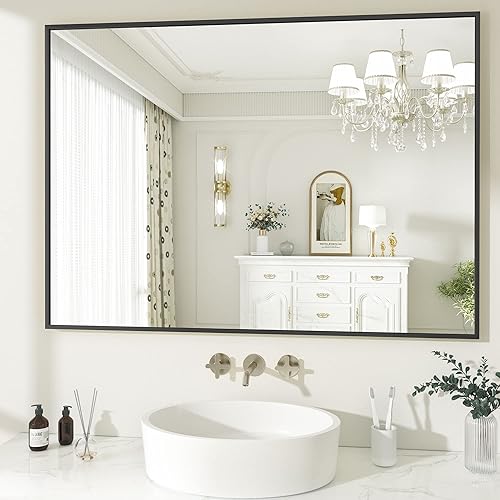 Miniatura 2 de HARRITPURE Espejo de baño rectangular de 20 x 30 pulgadas, espejo de pared con marco de metal, espejos colgantes horizontales o verticales,