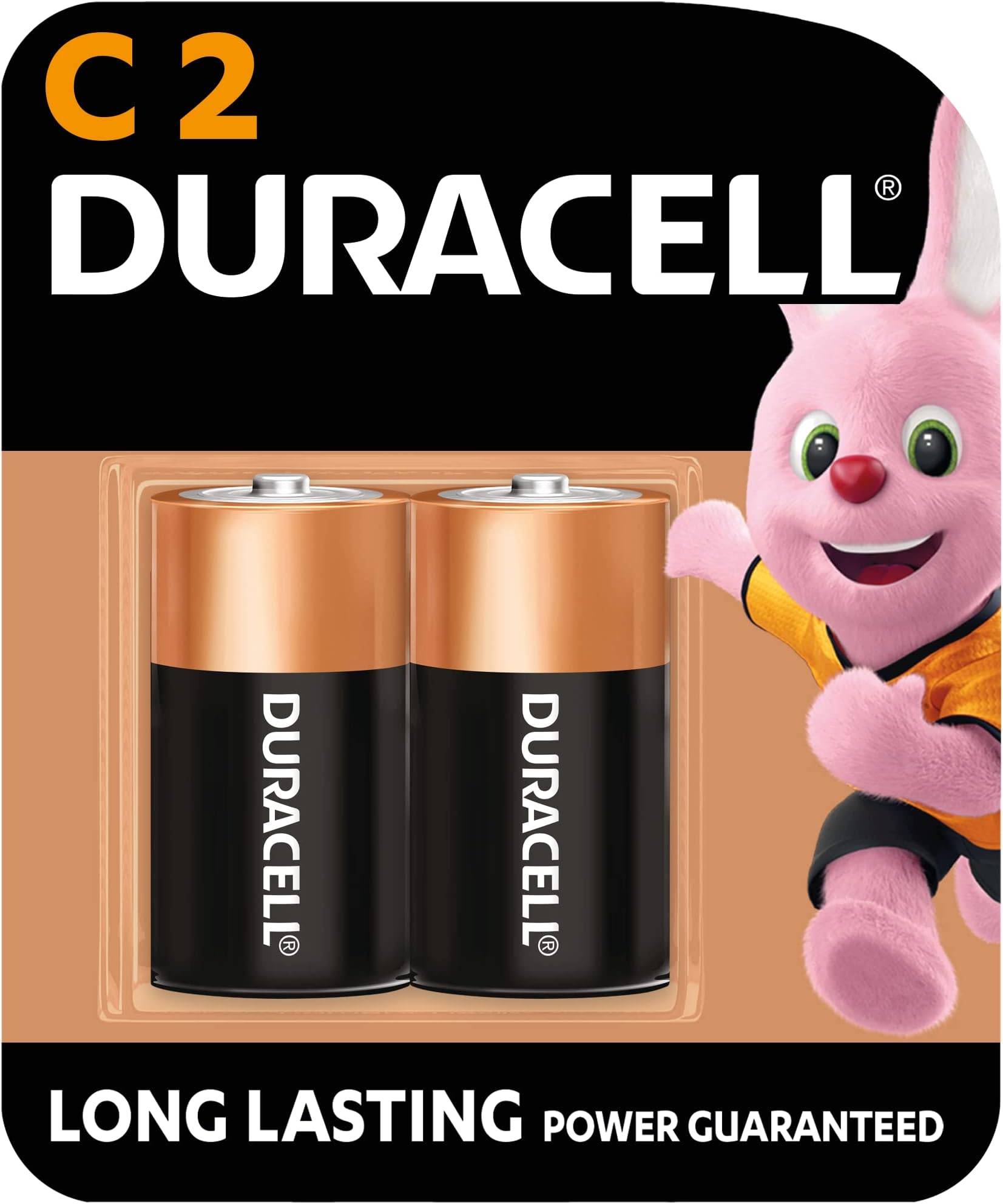Duracell - Type C Battery Mn1400 Lr14 1.5V Alkaline Batteries Long Lasting Power - Pack Of 2 - 10 Years Shelf Life