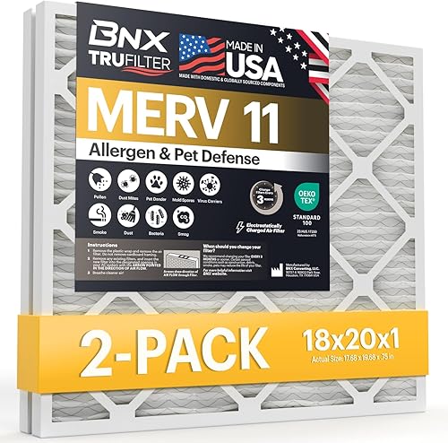 Miniatura 197 de BNX TruFilter - Filtro de aire 14 x 25 x 1 MERV 8, electrostático plisado para defensa contra polvo y mascotas, para aire acondicionado, HVAC