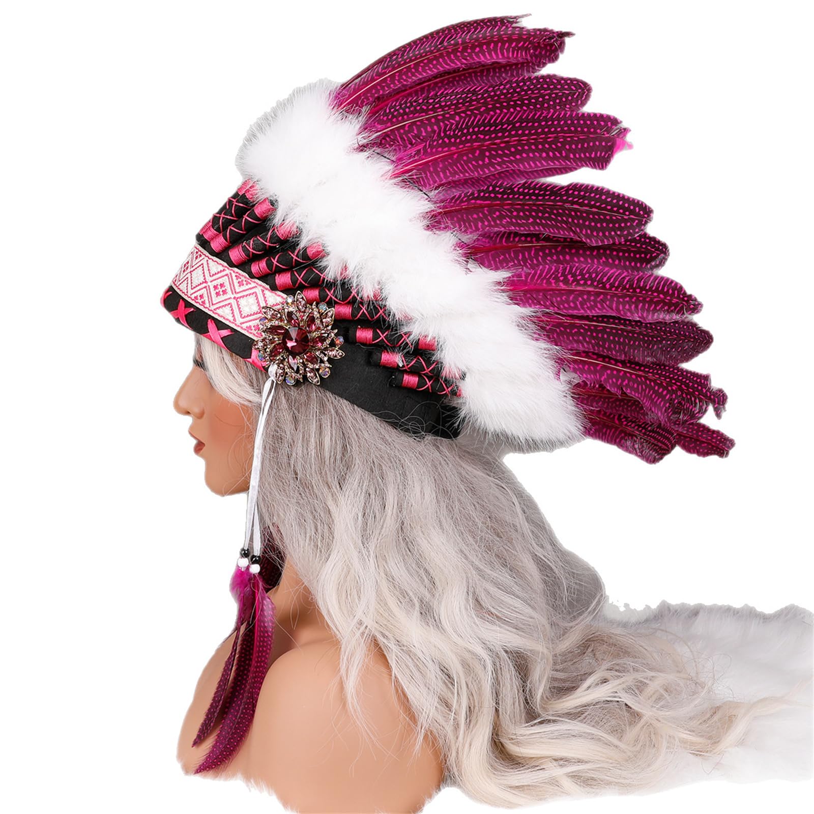 Colorido tocado indio con encanto étnico y diseño ajustable para fiestas temáticas y reuniones. Tocado cultural tradicional con colores arcoíris