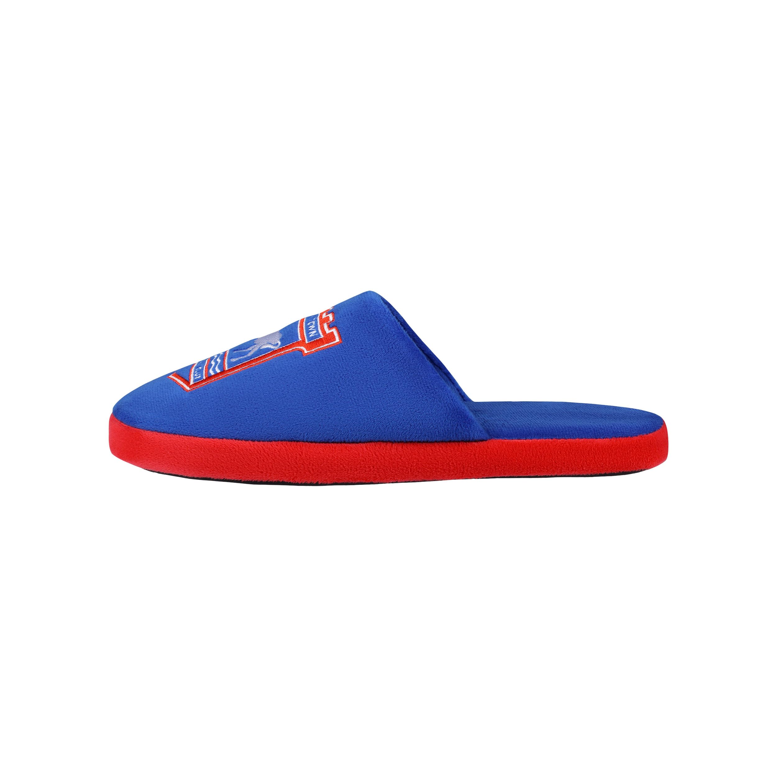 FOCO Officially Licensed Ipswich Town FC Football Split Colour Slide Slipper (M, Mens, UK Size 8-9)