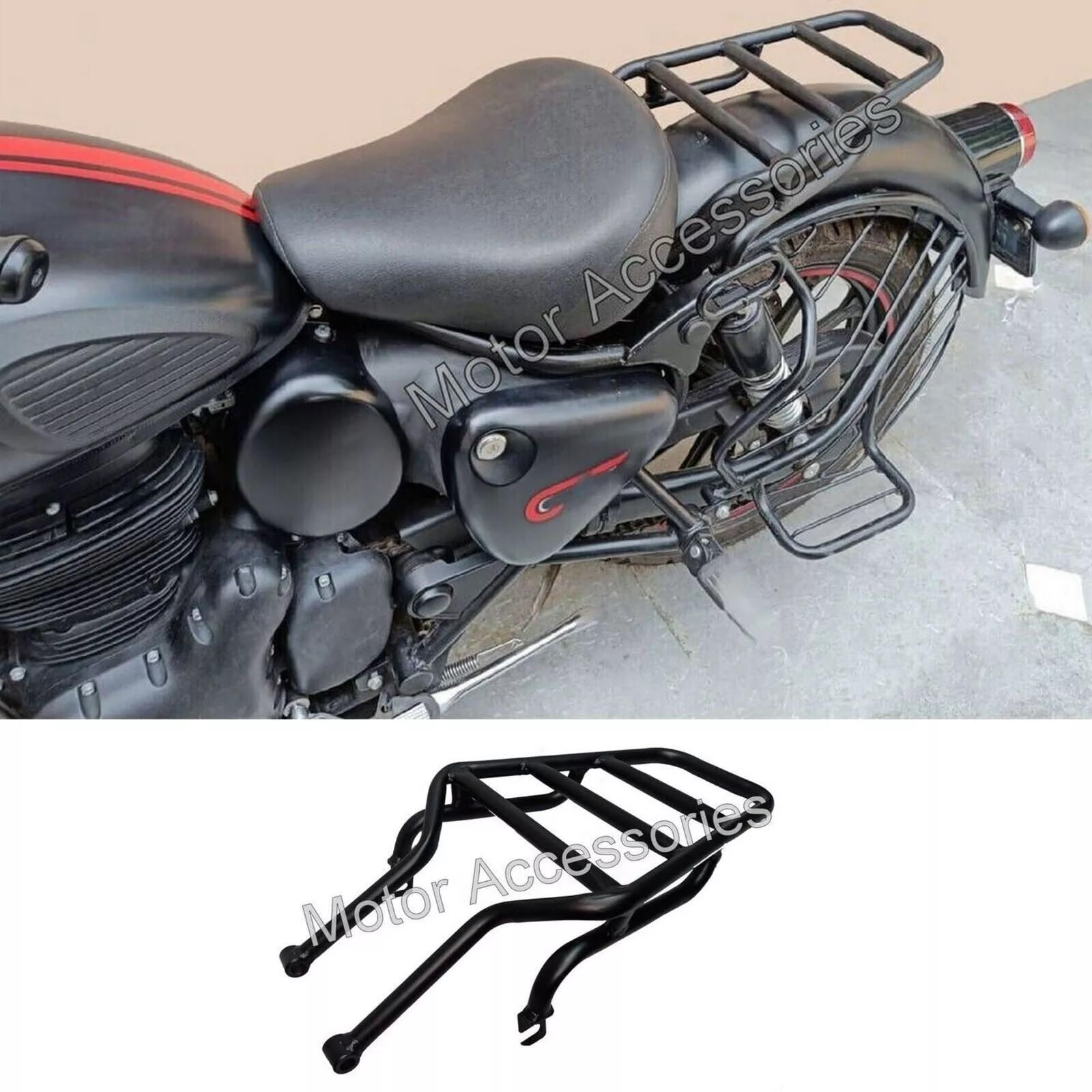 Black Rear Luggage Carrier Rack Fit for Royal Enfield New Classic Reborn 350cc Convenient and Stylish Travel Heavy Material, VS-03932
